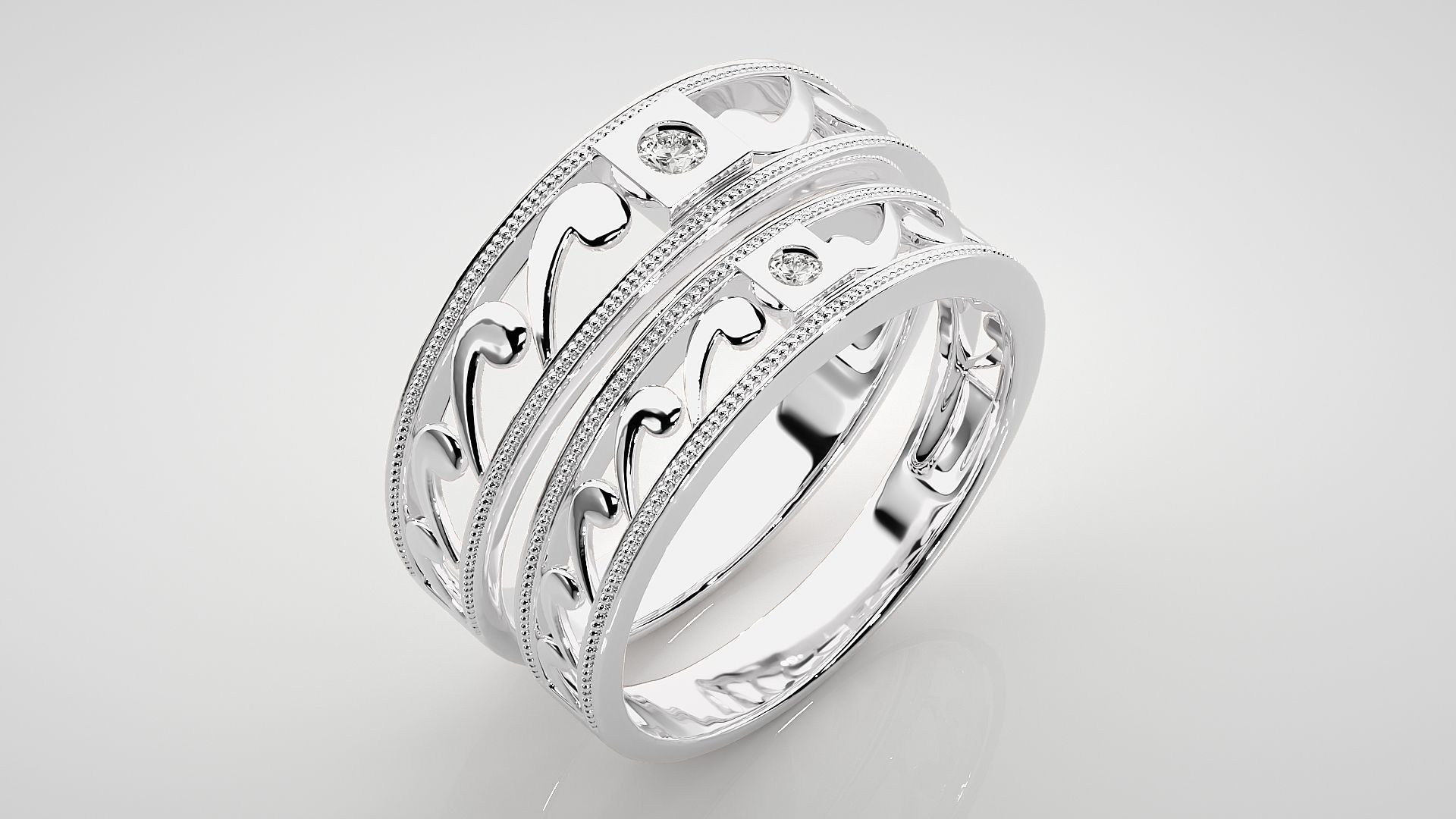 Nike Solitaire Couple Band Ring 3dm stl render detail  3D print model_8