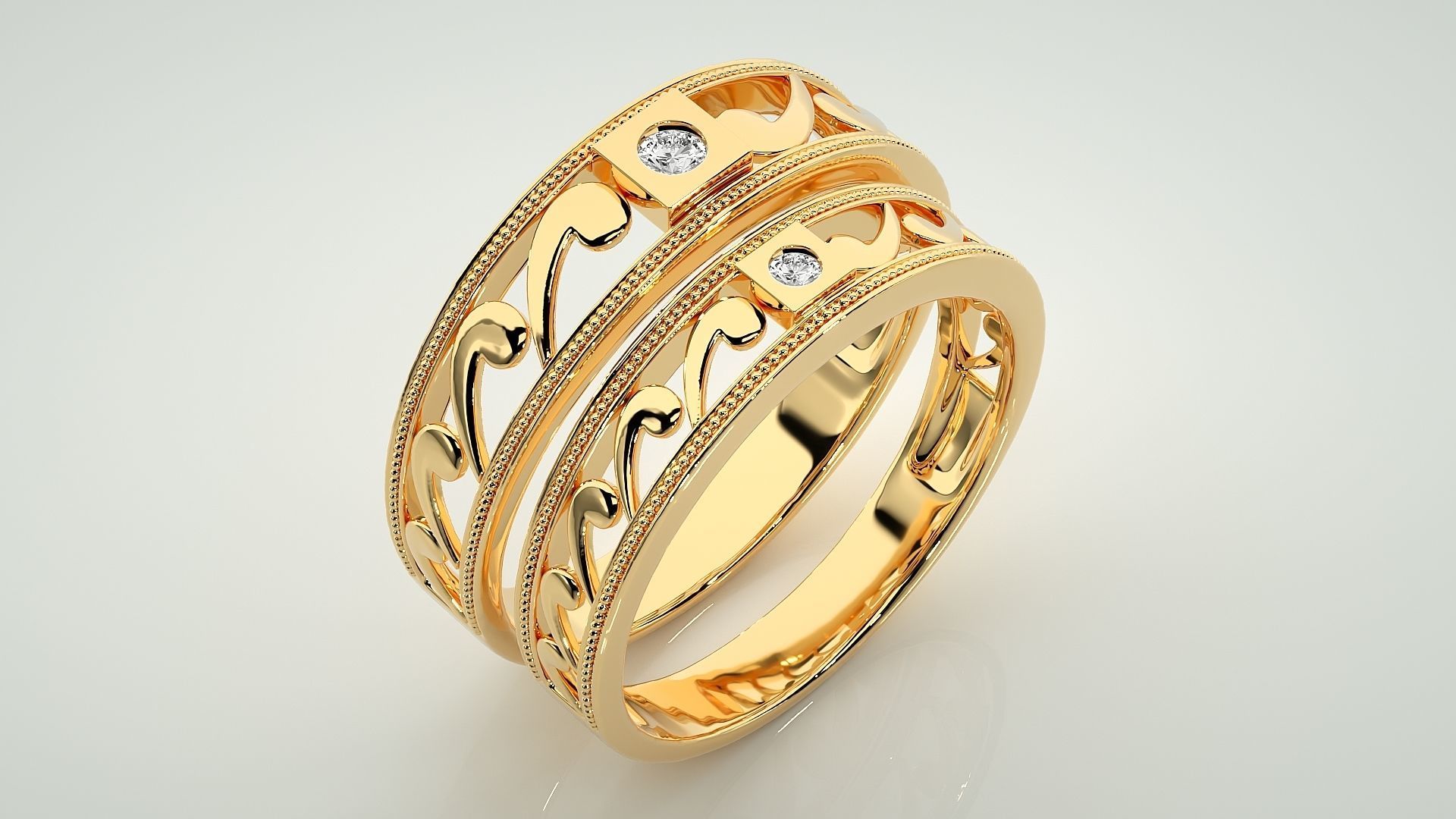 Nike Solitaire Couple Band Ring 3dm stl render detail  3D print model_12