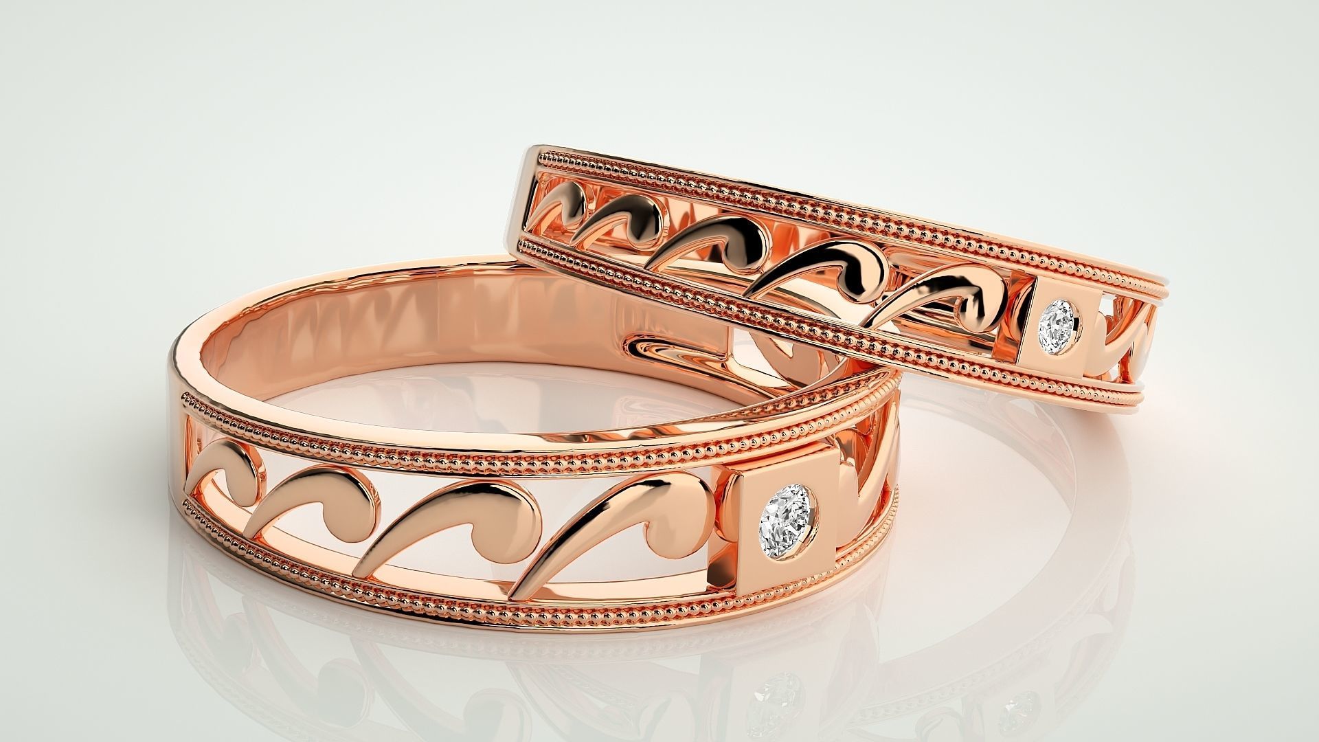 Nike Solitaire Couple Band Ring 3dm stl render detail  3D print model_1