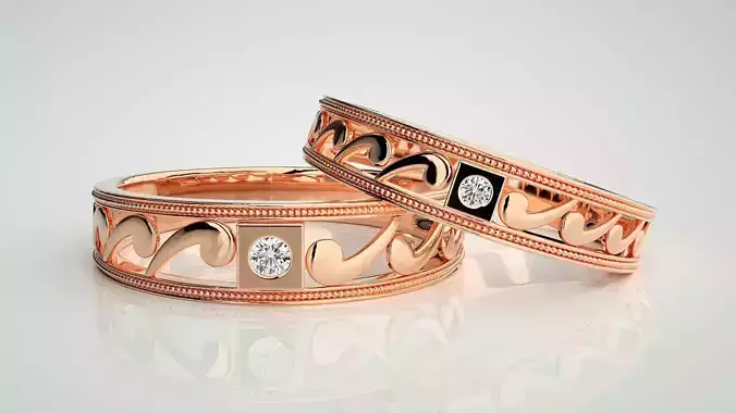 Nike Solitaire Couple Band Ring 3dm stl render detail  3D print model