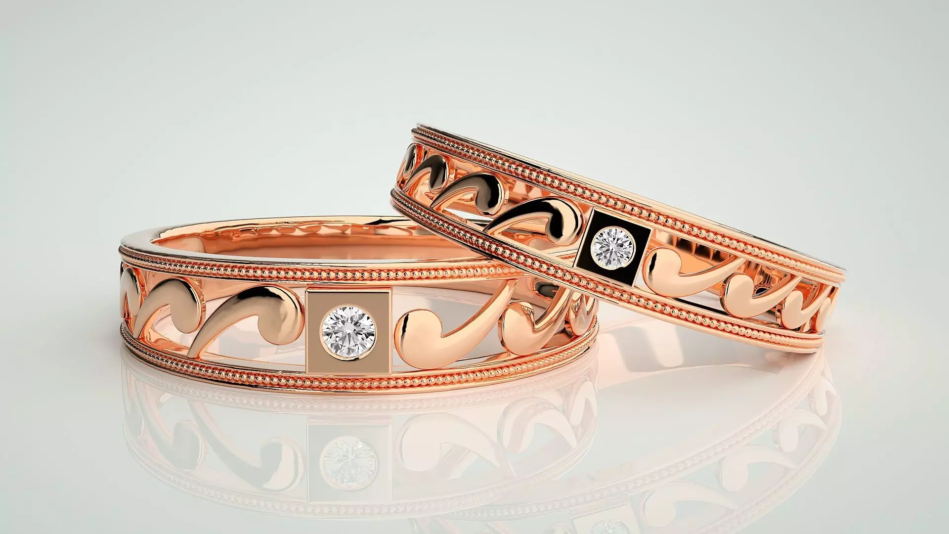 Nike Solitaire Couple Band Ring 3dm stl render detail  3D print model_0