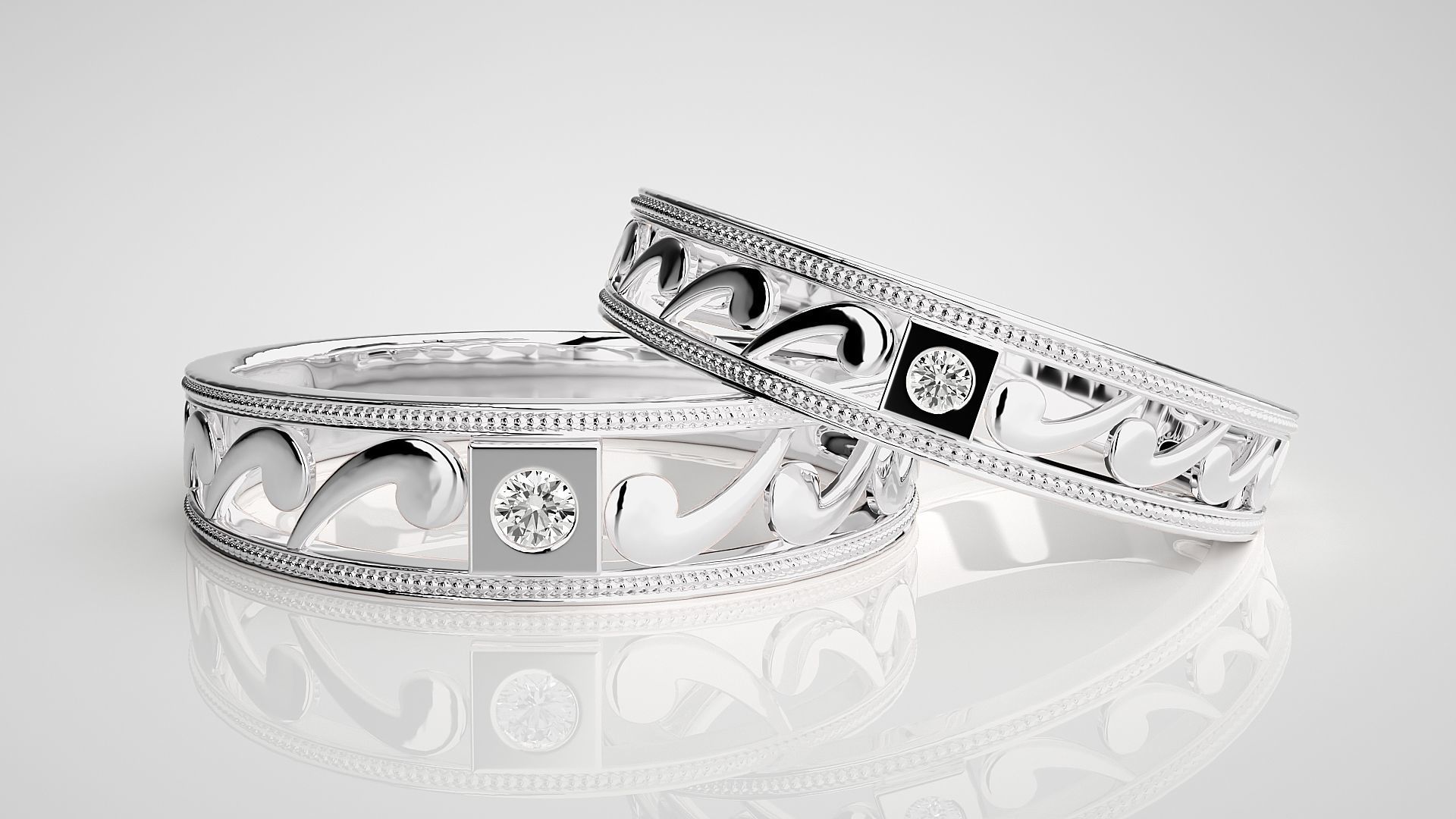 Nike Solitaire Couple Band Ring 3dm stl render detail  3D print model_5