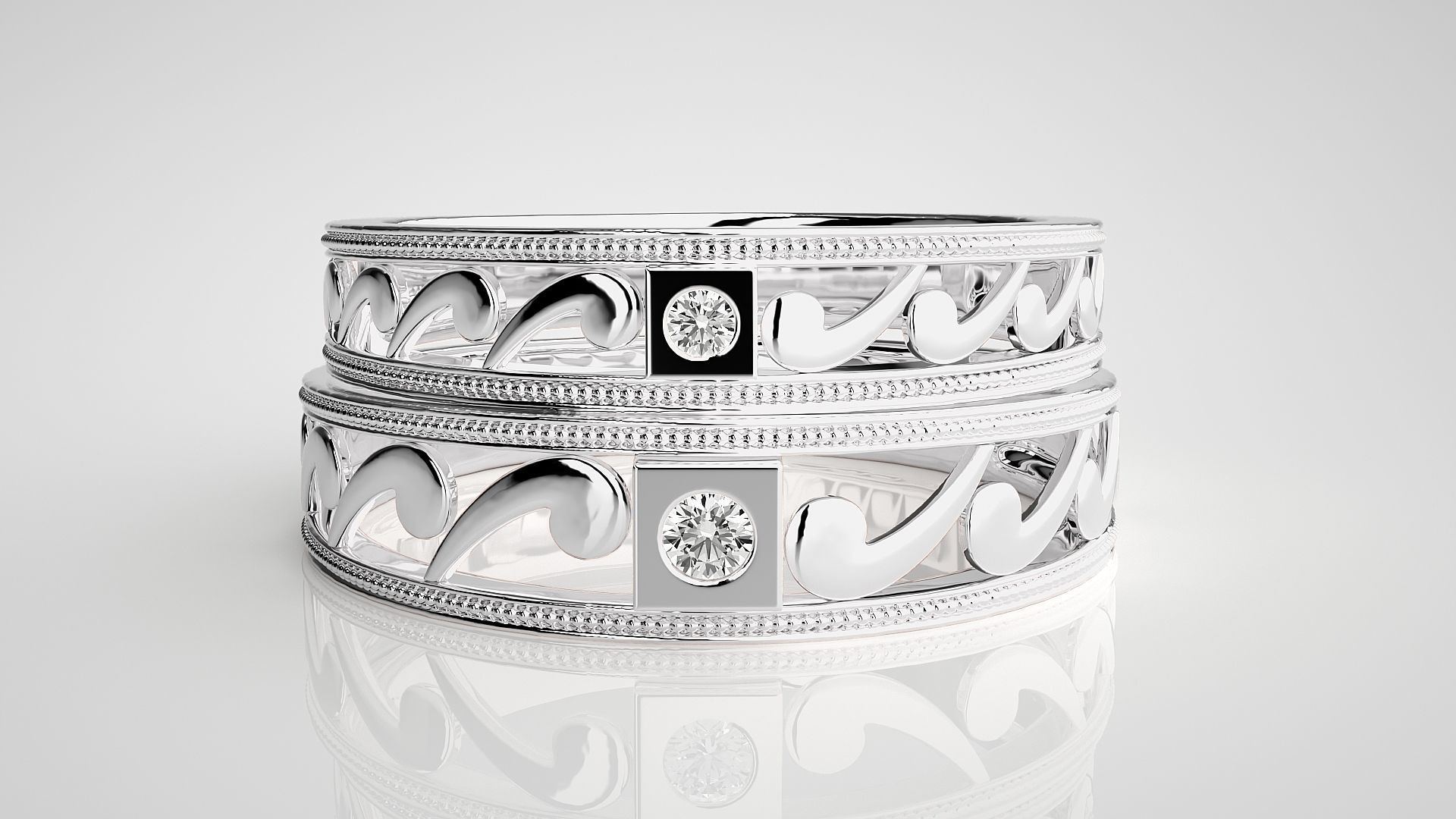 Nike Solitaire Couple Band Ring 3dm stl render detail  3D print model_7