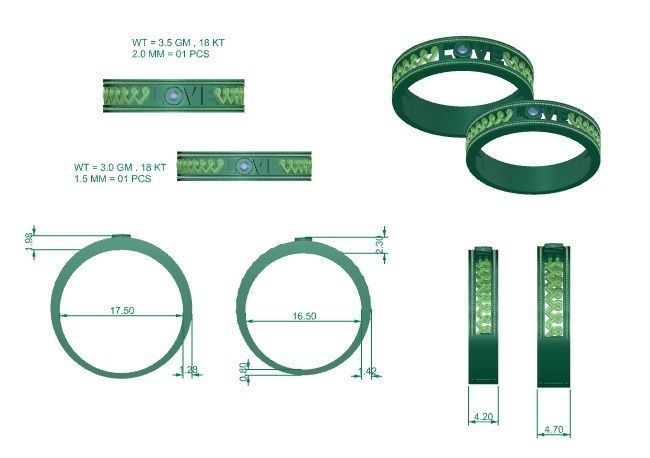 Love Valentine Couple Band Ring 3dm stl render detail  3D print model_3