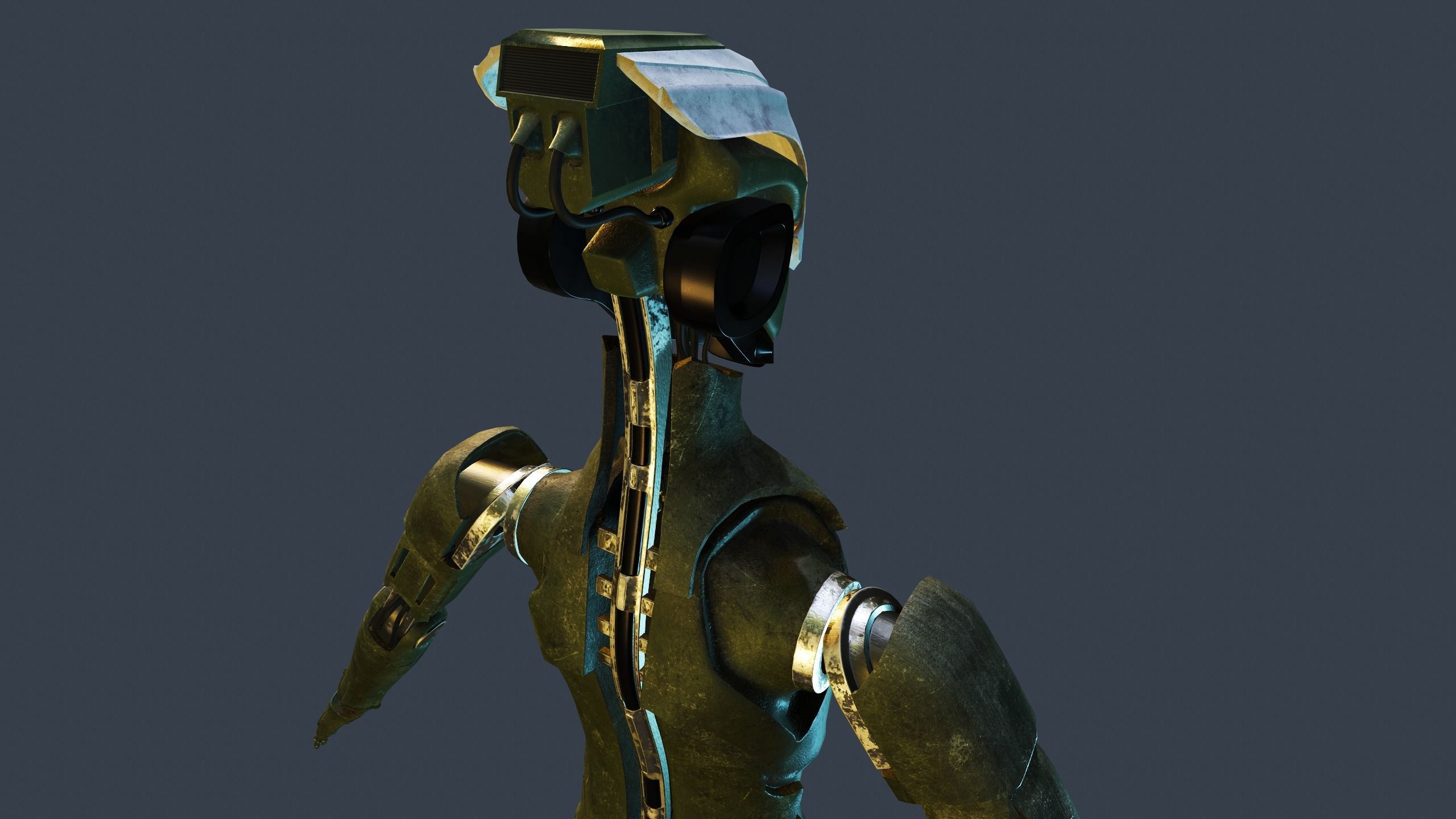 Sci-fi military robot Low-poly 3D model_12