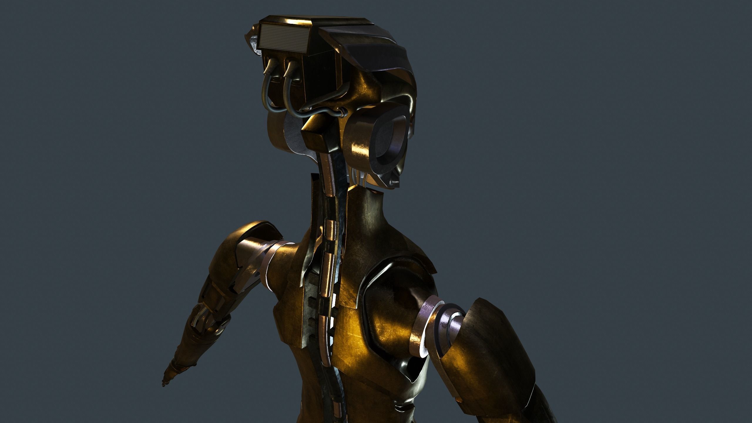 Sci-fi military robot Low-poly 3D model_25