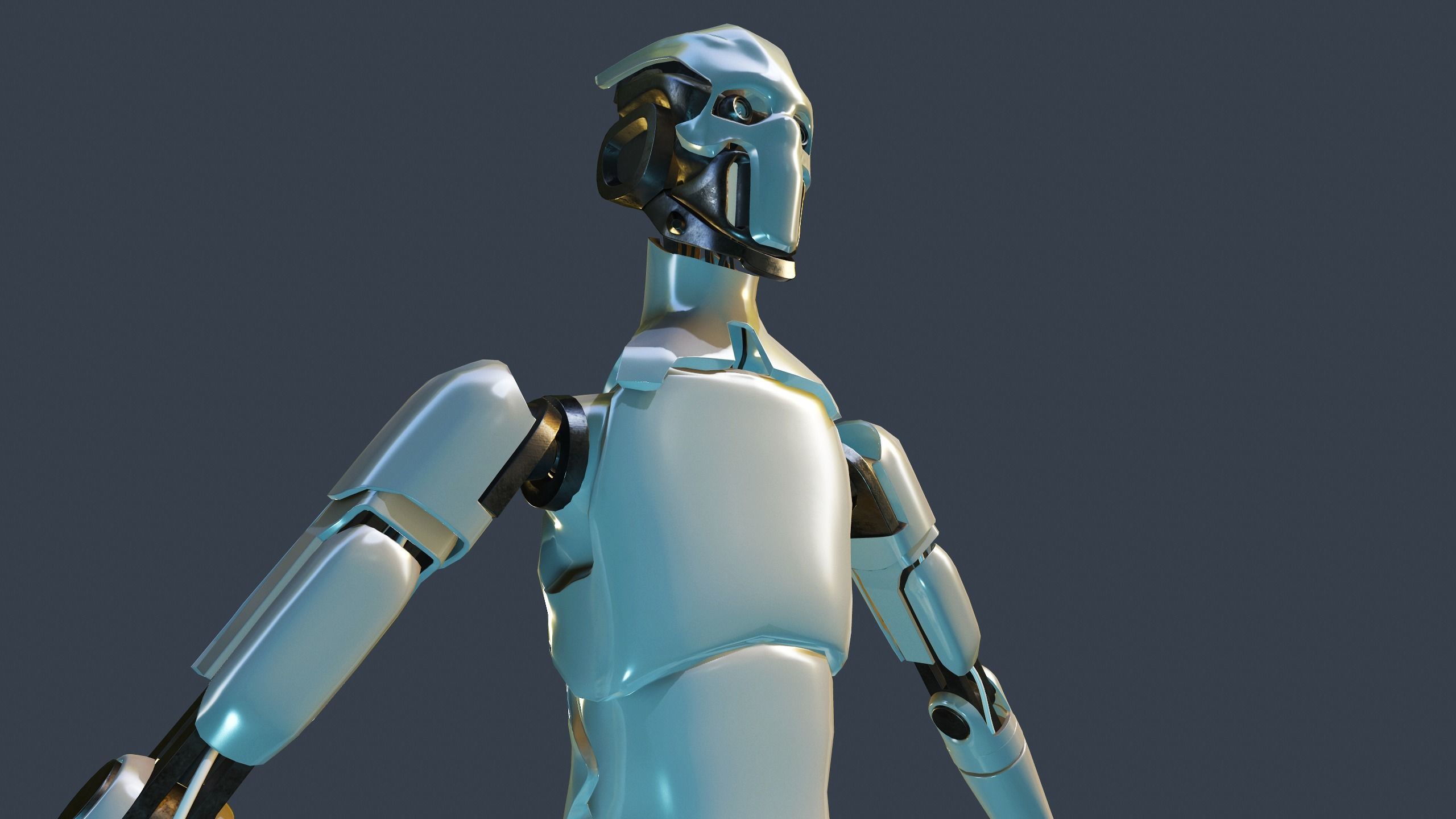 Sci-fi military robot Low-poly 3D model_14