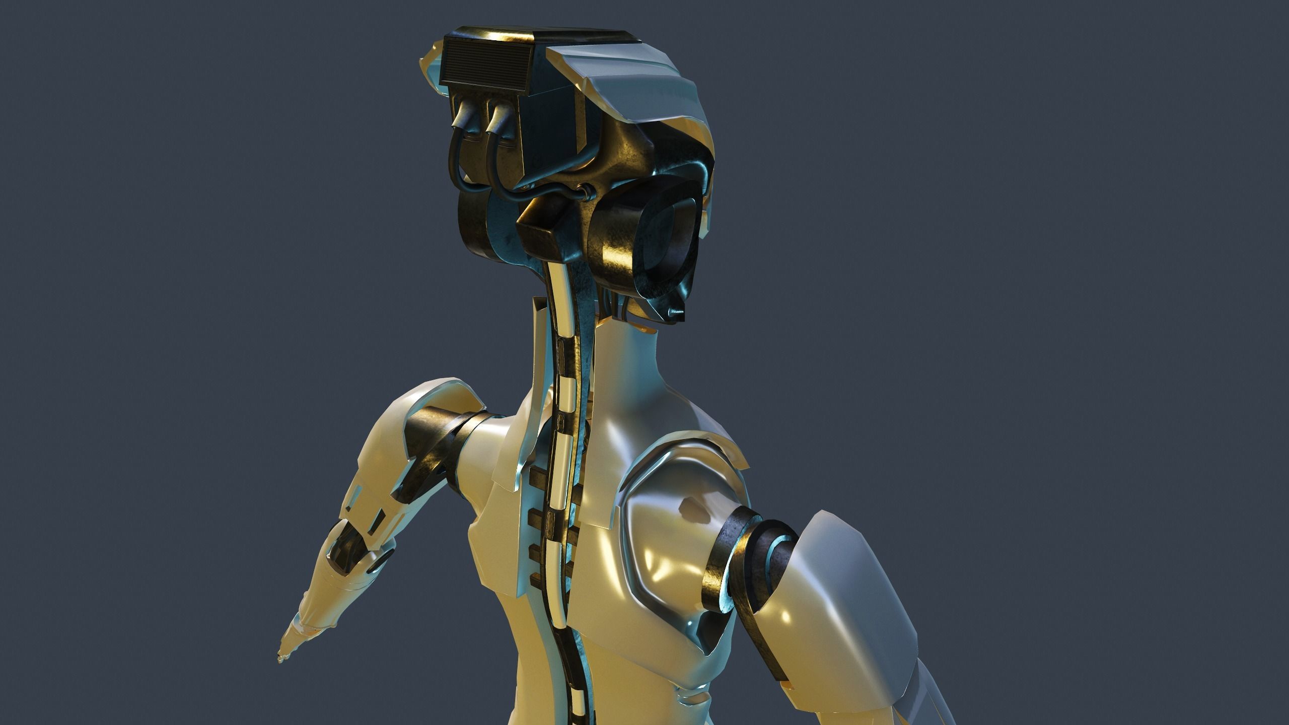 Sci-fi military robot Low-poly 3D model_16