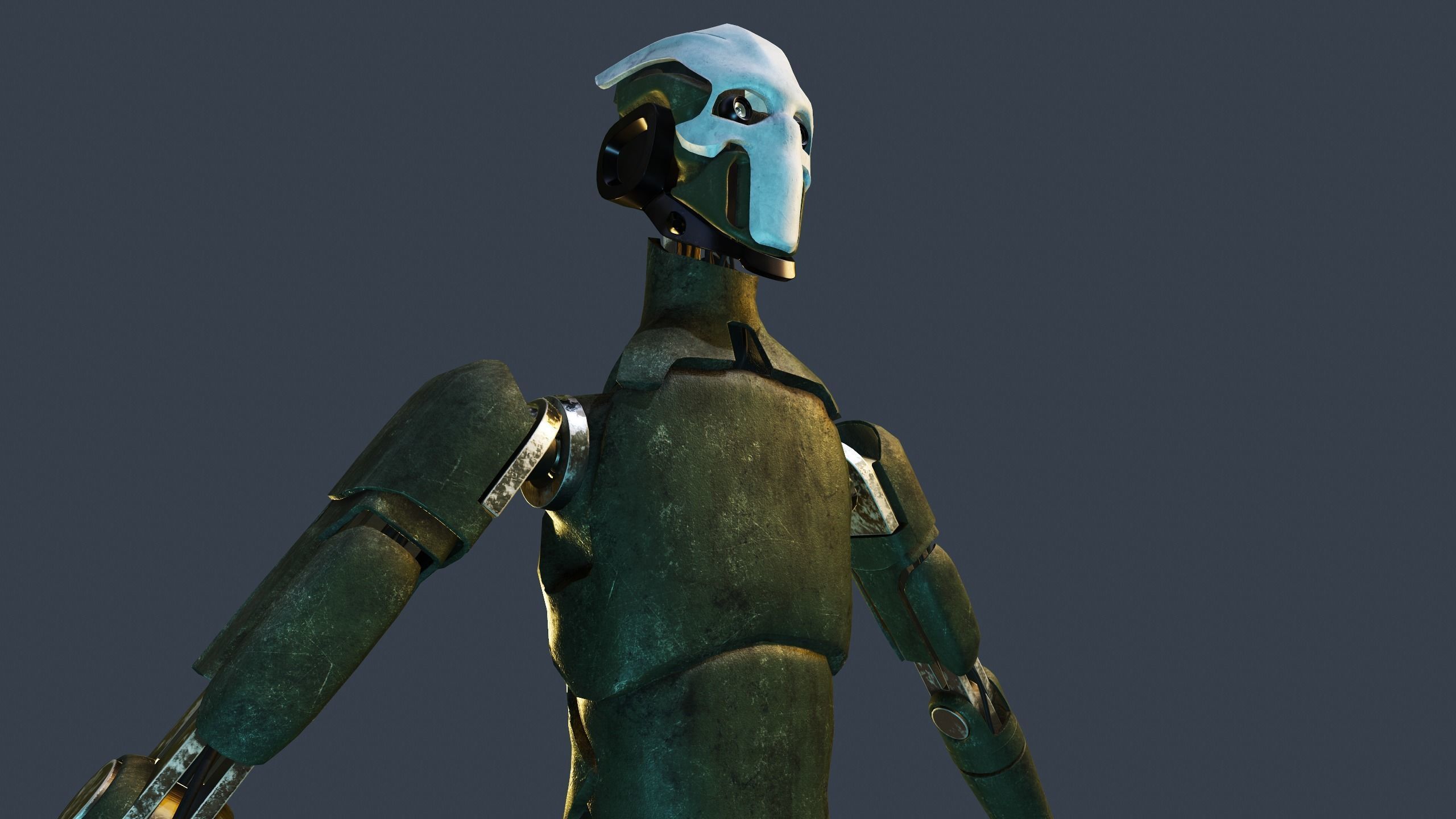 Sci-fi military robot Low-poly 3D model_10