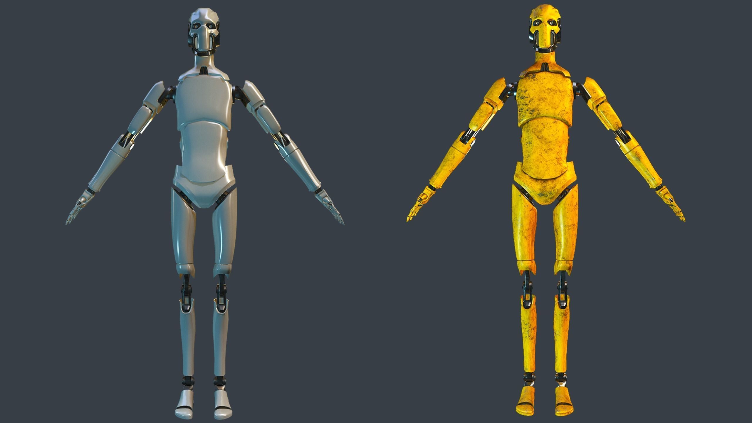 Sci-fi military robot Low-poly 3D model_6