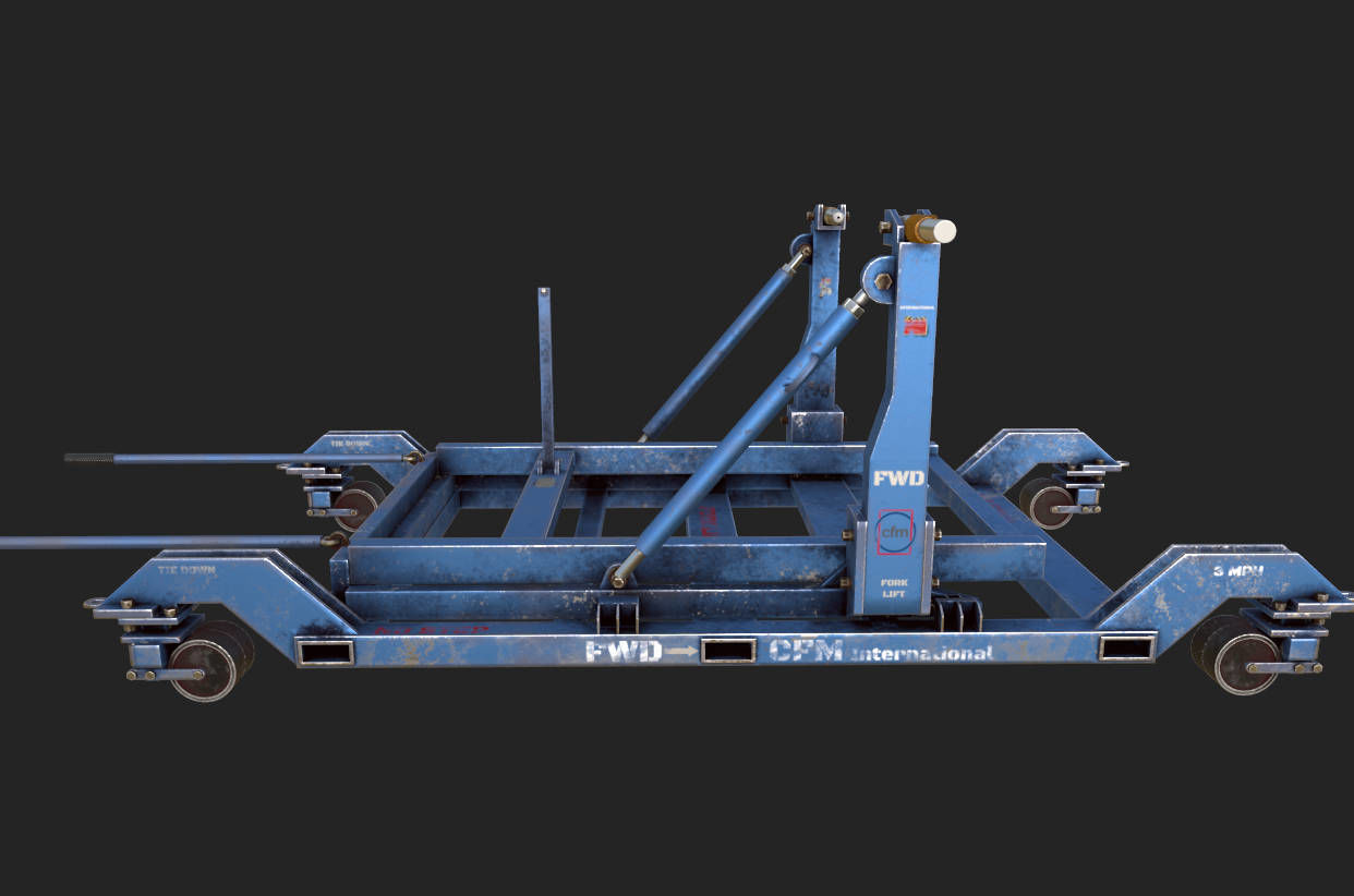 CFM56-7B Engine trailer Low-poly 3D model_6