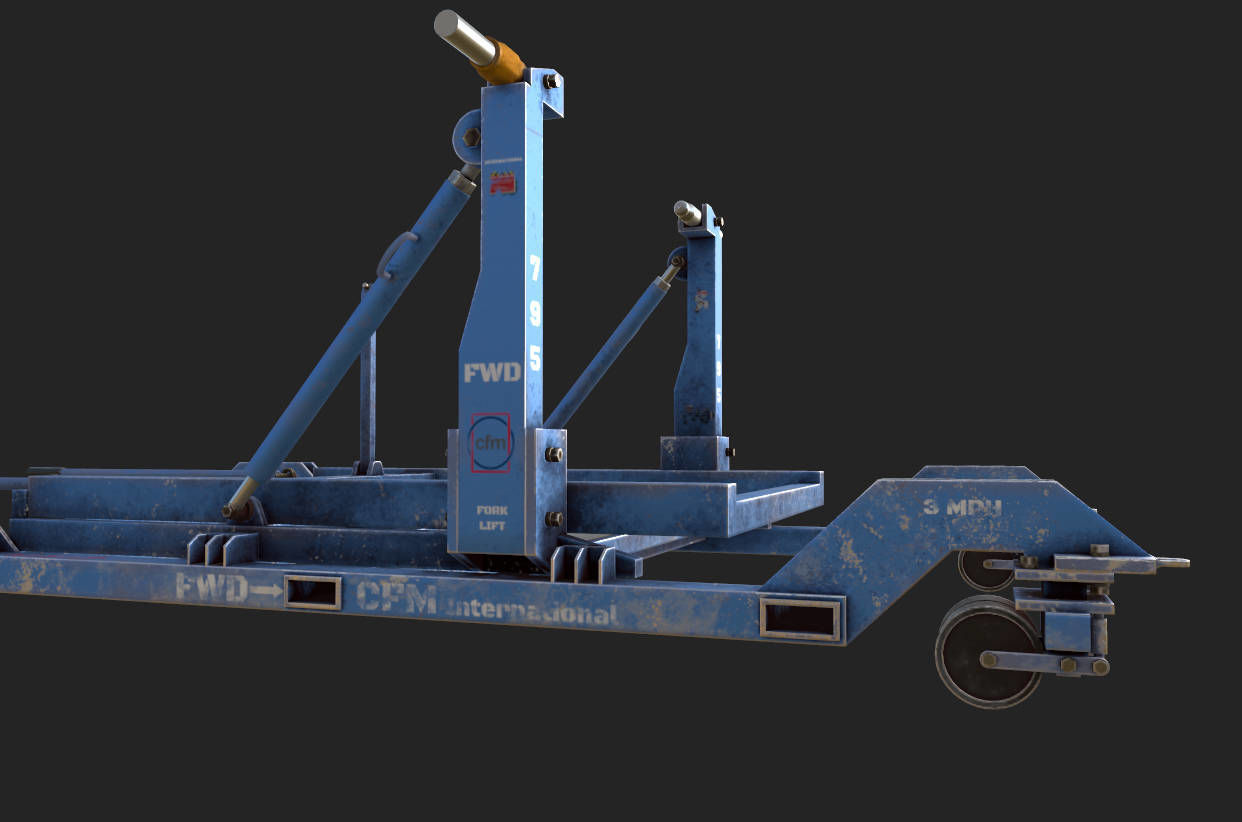 CFM56-7B Engine trailer Low-poly 3D model_2