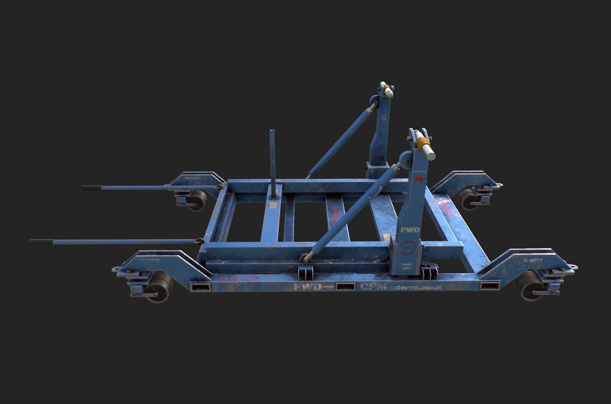 CFM56-7B Engine trailer Low-poly 3D model_1