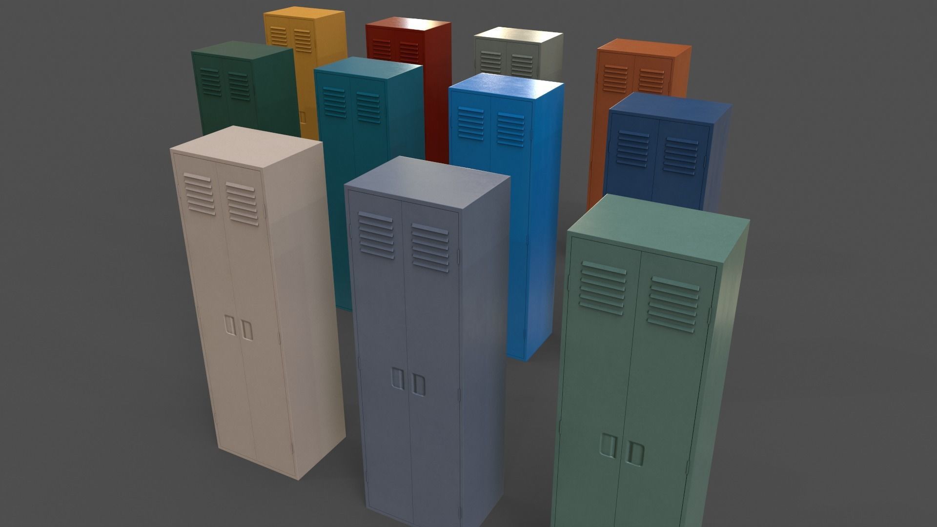 PBR School Gym Locker 1-10 - Mega Pack 3D Model Collection_65
