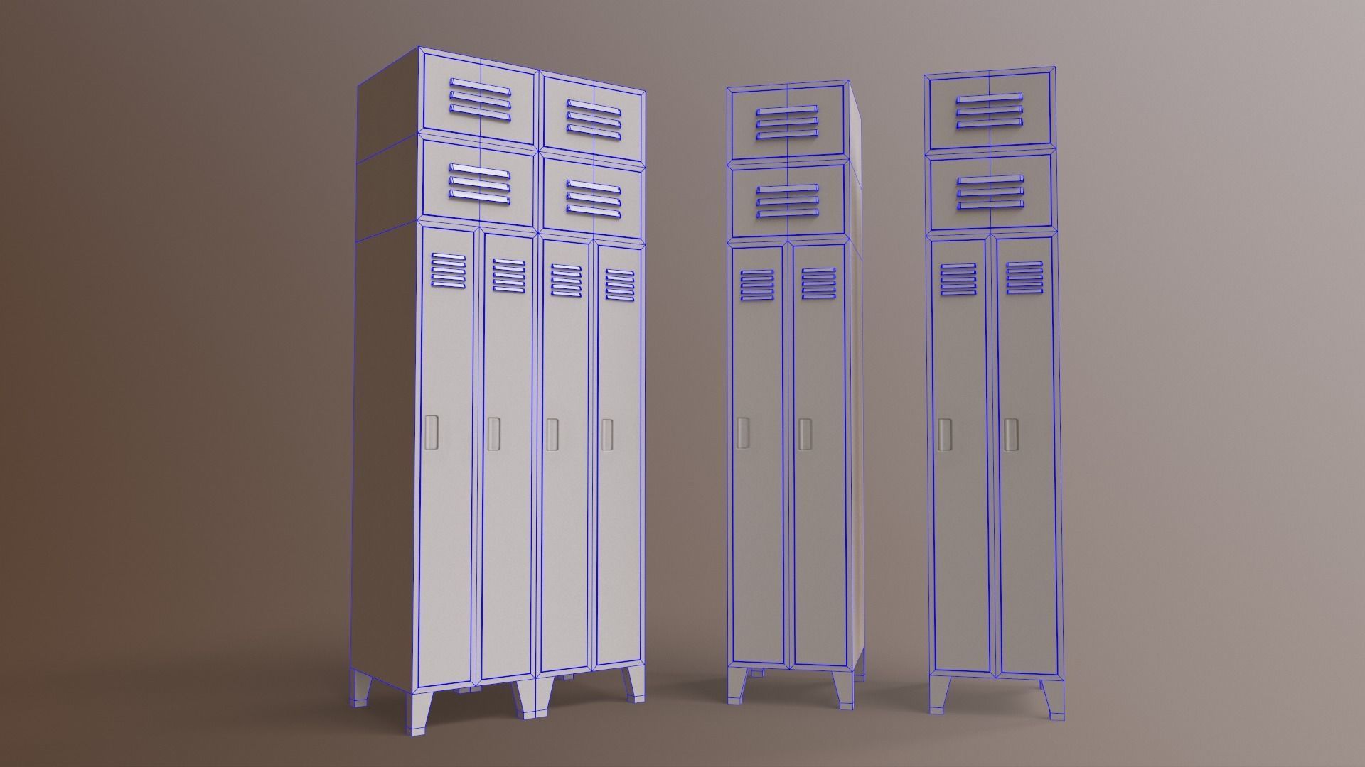 PBR School Gym Locker 1-10 - Mega Pack 3D Model Collection_90