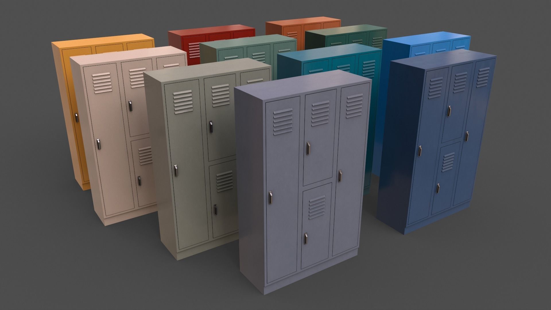 PBR School Gym Locker 1-10 - Mega Pack 3D Model Collection_33