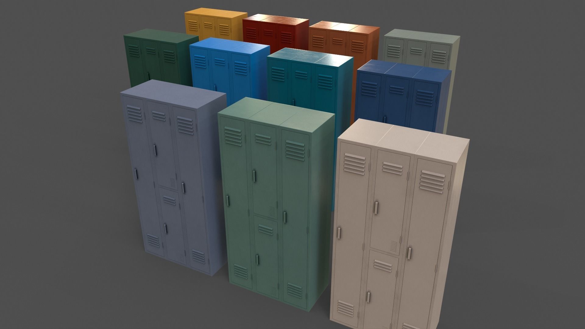 PBR School Gym Locker 1-10 - Mega Pack 3D Model Collection_25