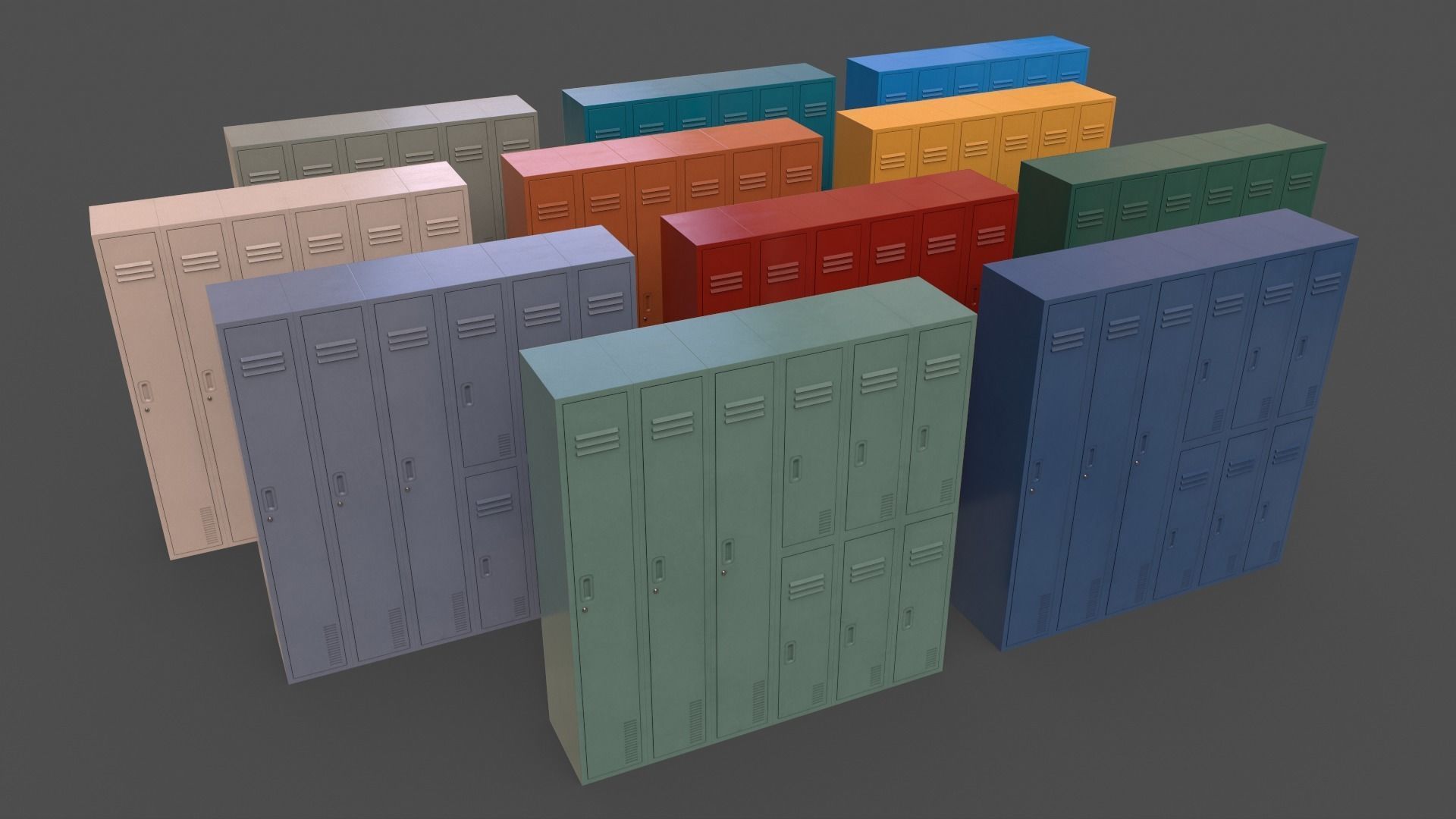 PBR School Gym Locker 1-10 - Mega Pack 3D Model Collection_41