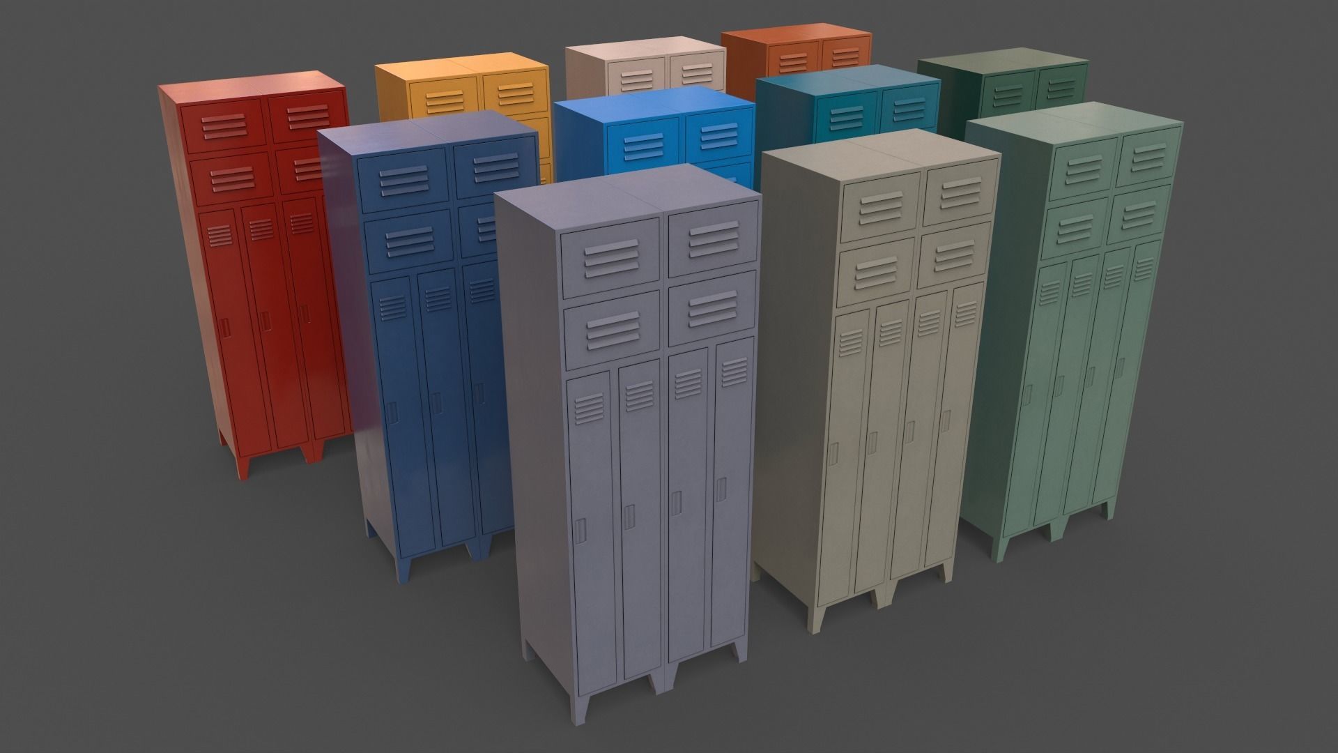 PBR School Gym Locker 1-10 - Mega Pack 3D Model Collection_73