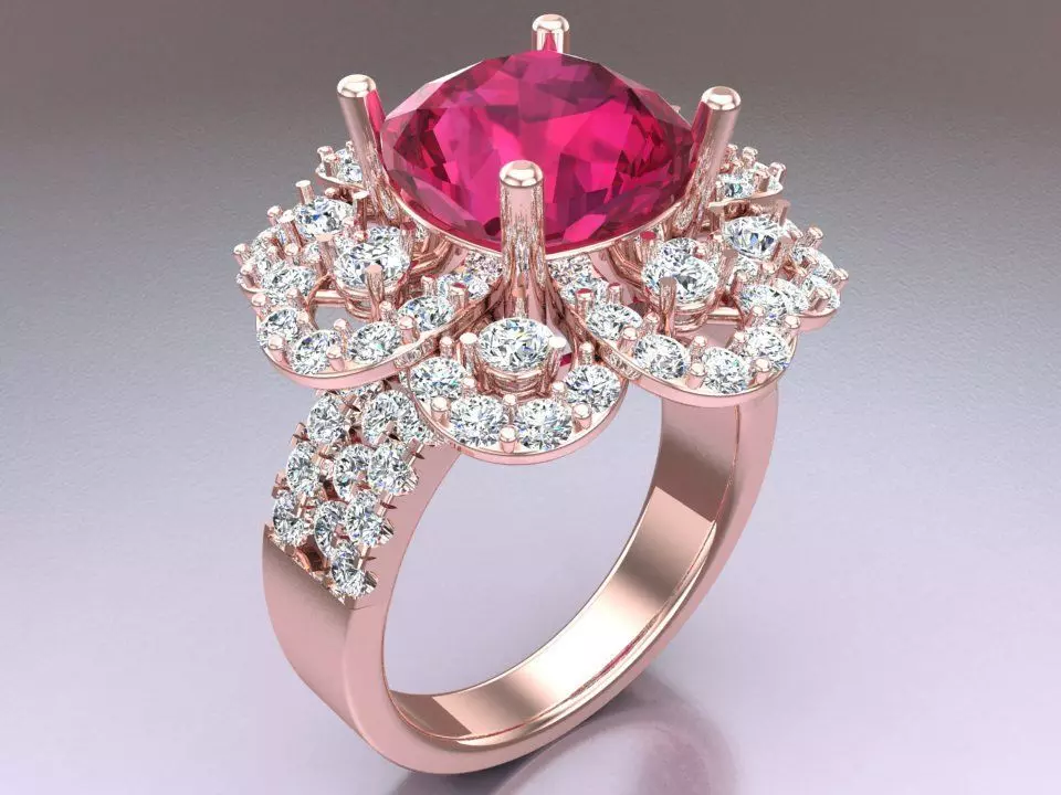 Gemstone rings - Oval stone ring - Diamond rings - N3706 3D print model