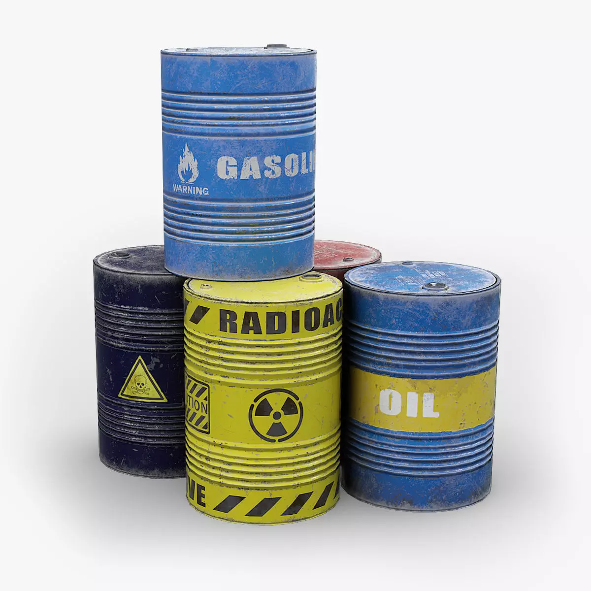 Oil Drums Low-poly 3D model