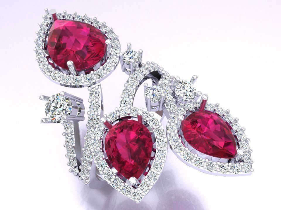 Gemstone rings - Teardrop-stone ring - Diamond rings - N3836 3D print model_3