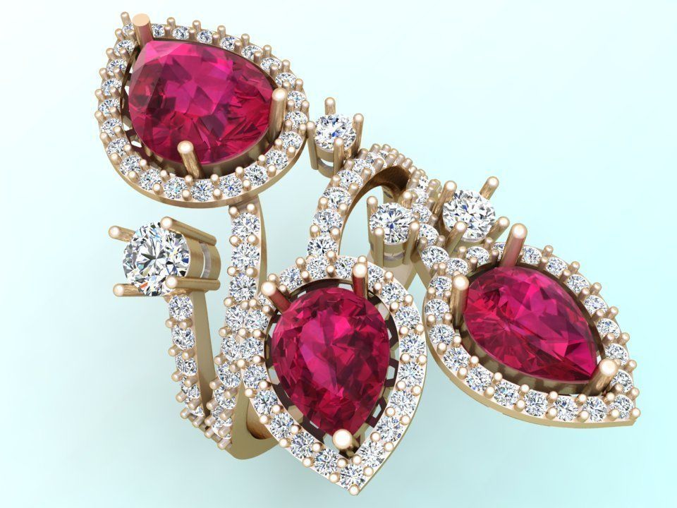 Gemstone rings - Teardrop-stone ring - Diamond rings - N3836 3D print model_4