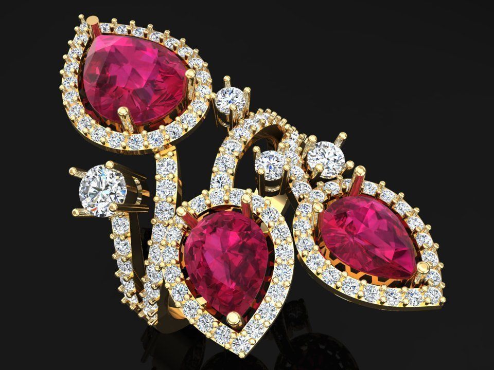 Gemstone rings - Teardrop-stone ring - Diamond rings - N3836 3D print model_1