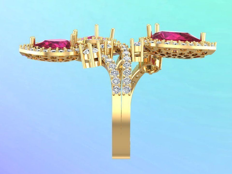 Gemstone rings - Teardrop-stone ring - Diamond rings - N3836 3D print model_8