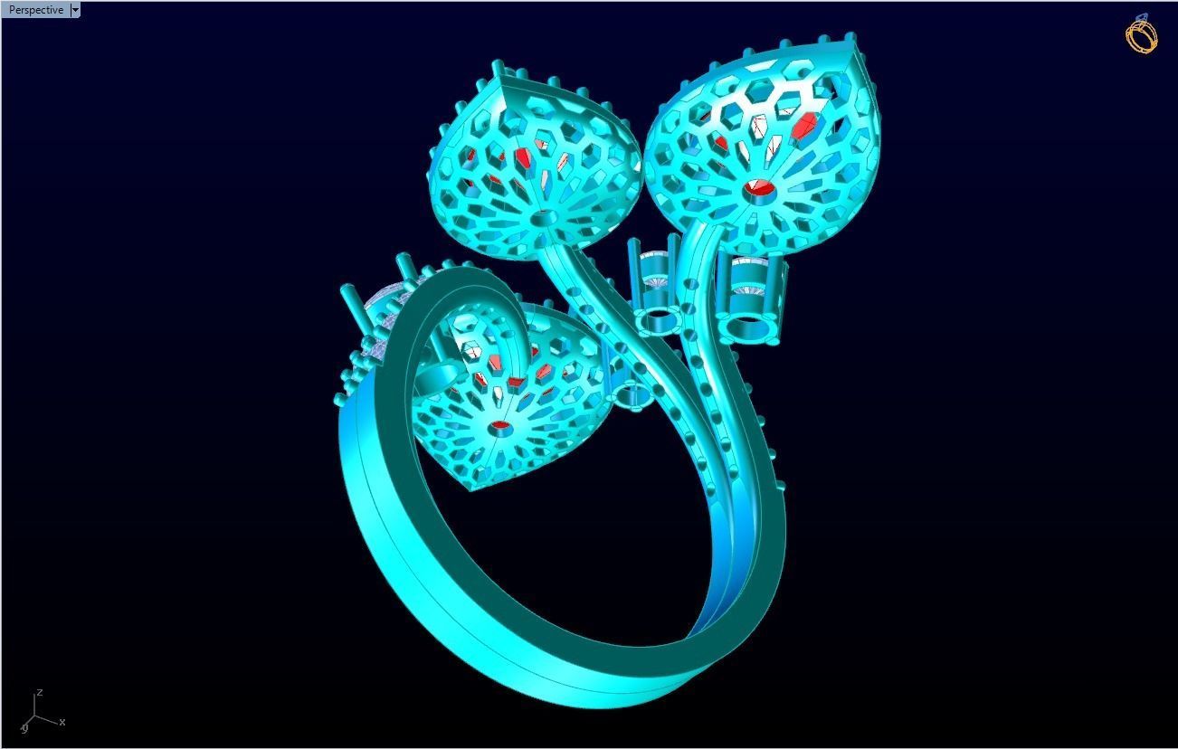 Gemstone rings - Teardrop-stone ring - Diamond rings - N3836 3D print model_11