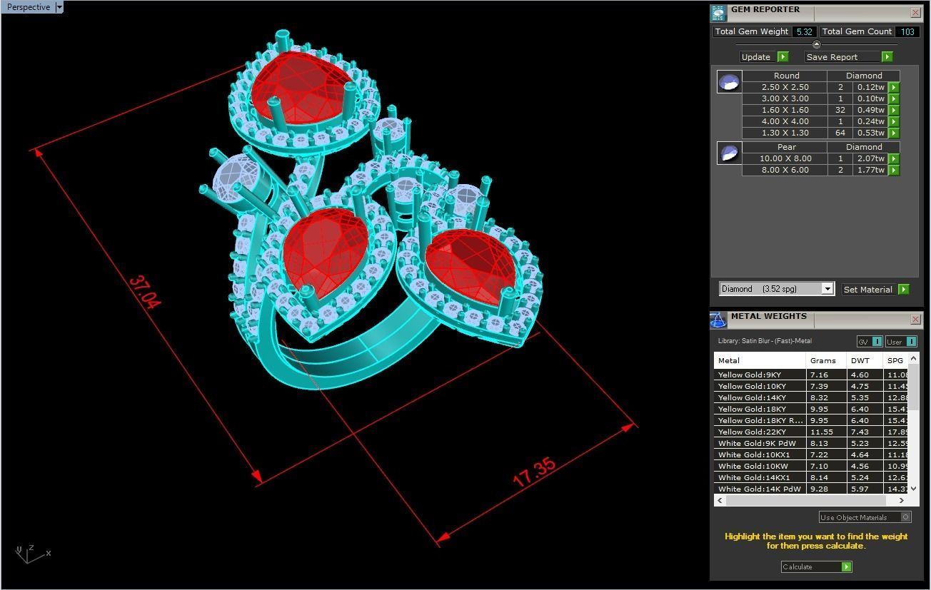 Gemstone rings - Teardrop-stone ring - Diamond rings - N3836 3D print model_10