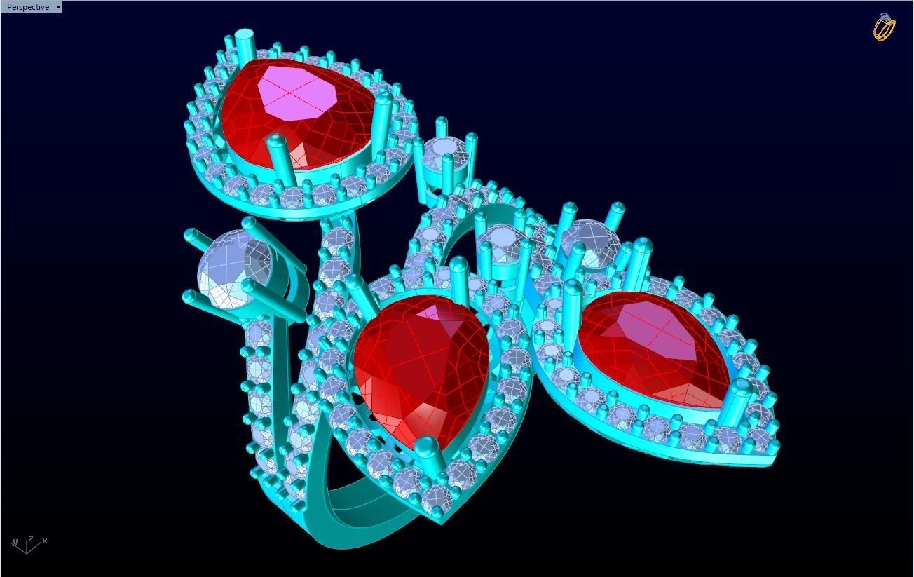 Gemstone rings - Teardrop-stone ring - Diamond rings - N3836 3D print model_12