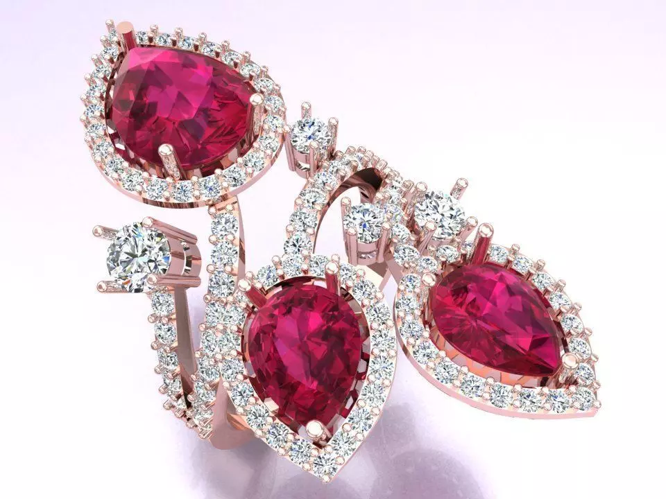 Gemstone ring - Teardrop stone ring - Diamond ring - N3836 3D print model