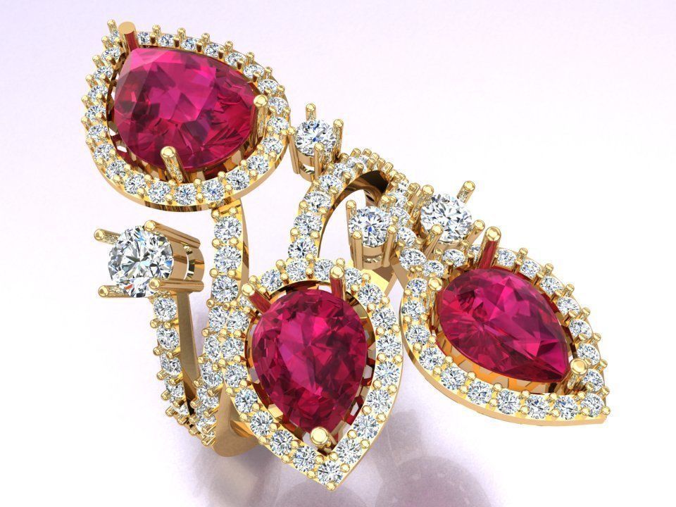 Gemstone rings - Teardrop-stone ring - Diamond rings - N3836 3D print model_2