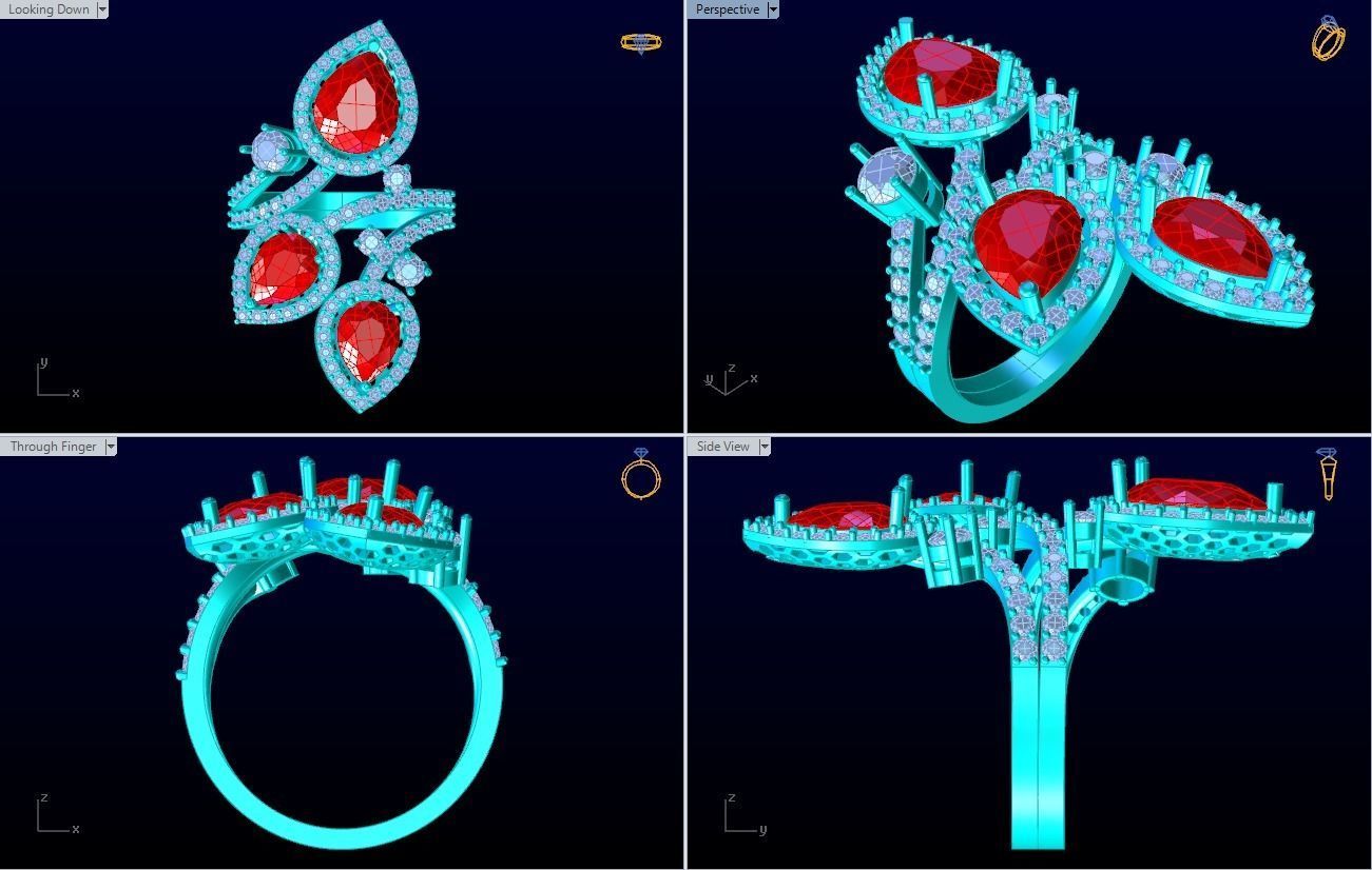 Gemstone rings - Teardrop-stone ring - Diamond rings - N3836 3D print model_9
