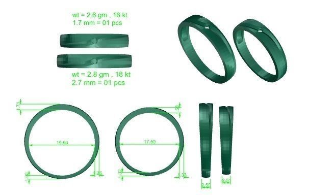 Solitaire Couple Band Ring 3dm stl render detail 3D print model_3