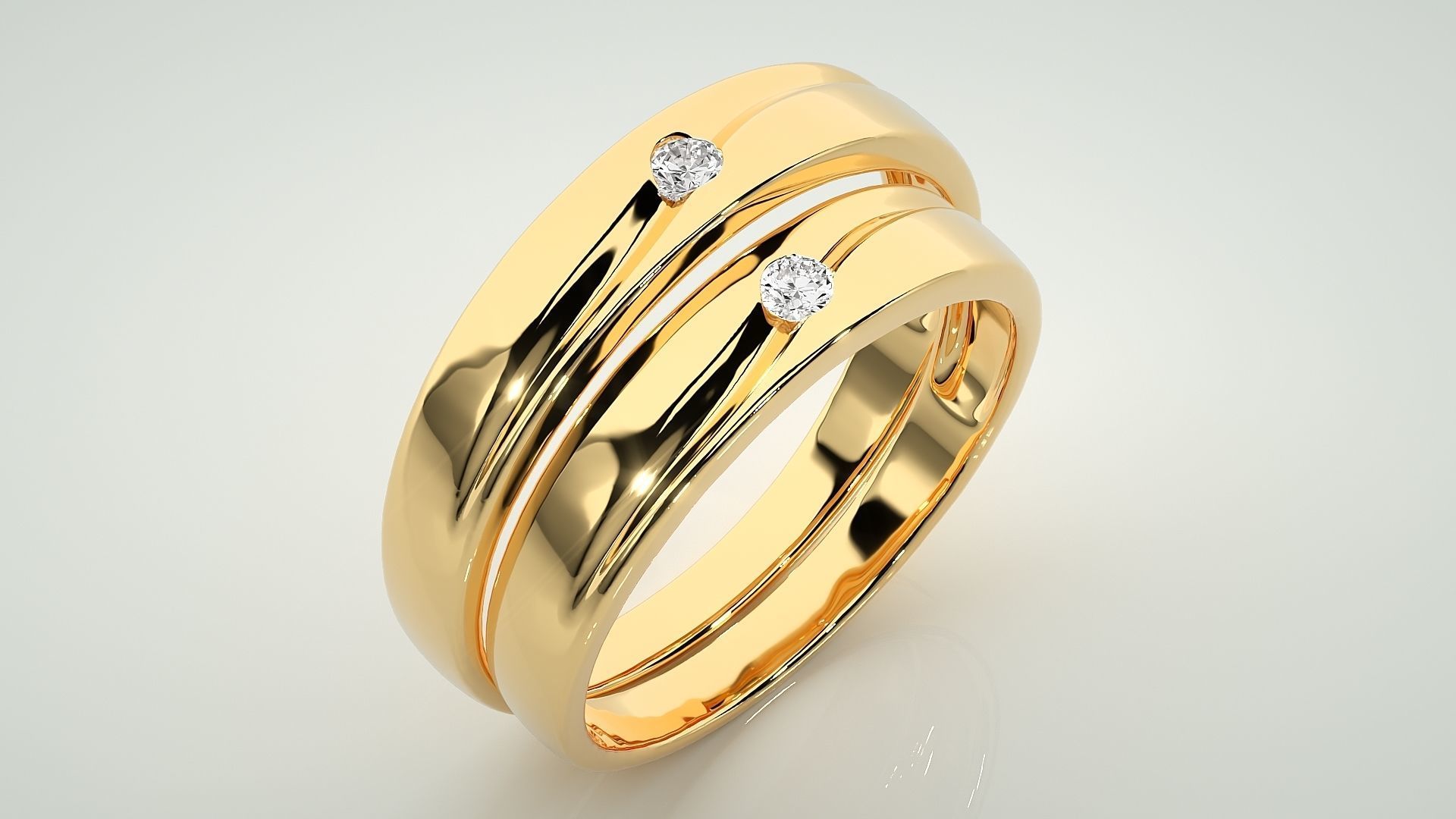 Solitaire Couple Band Ring 3dm stl render detail 3D print model_12