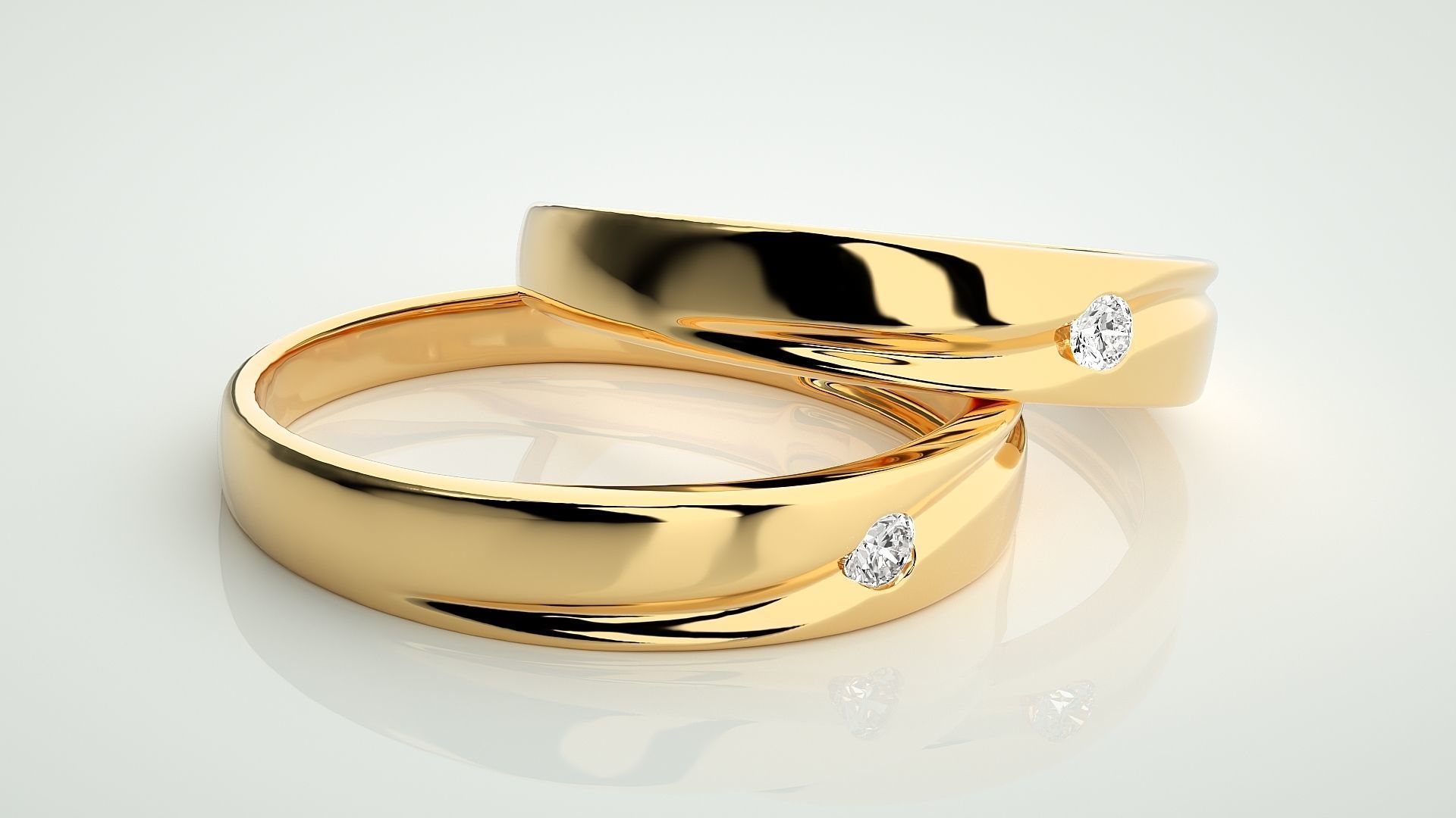 Solitaire Couple Band Ring 3dm stl render detail 3D print model_10