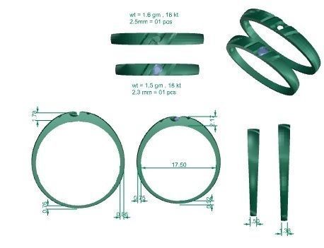 Solitaire Couple Band Ring 3dm stl render detail 3D print model_3