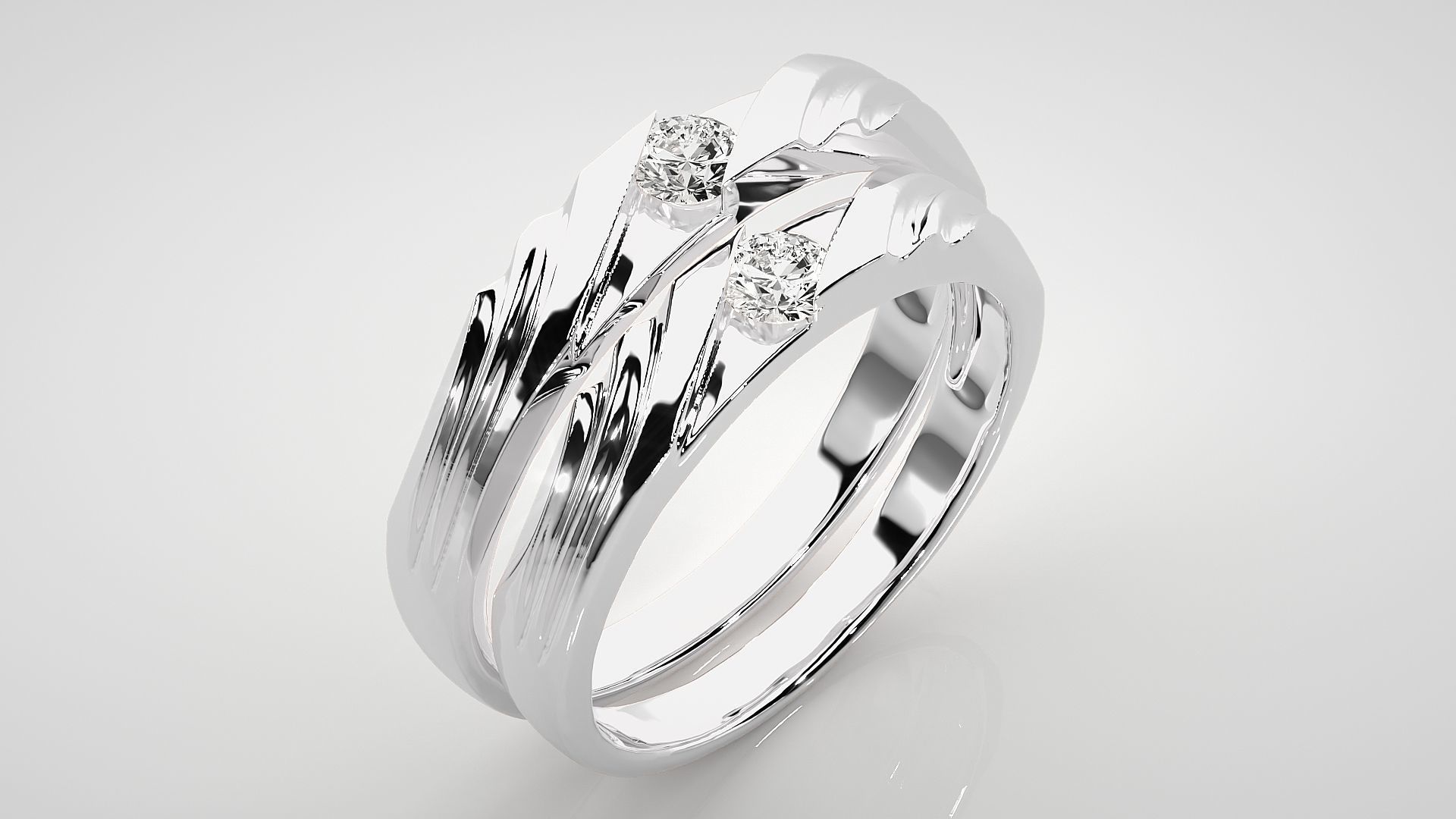 Solitaire Couple Band Ring 3dm stl render detail 3D print model_8
