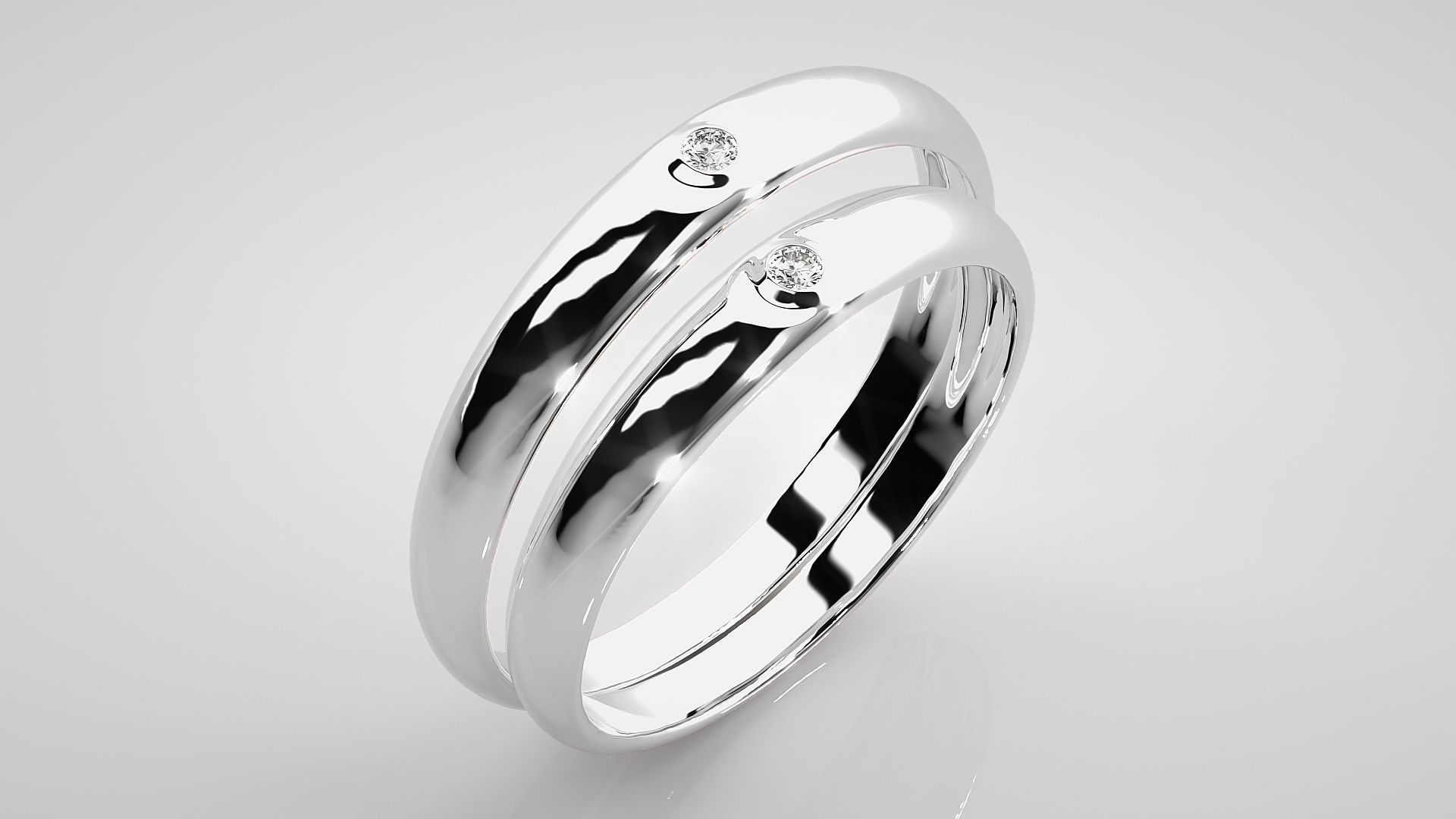 Solitaire Couple Band Ring 3dm stl render detail 3D print model_8