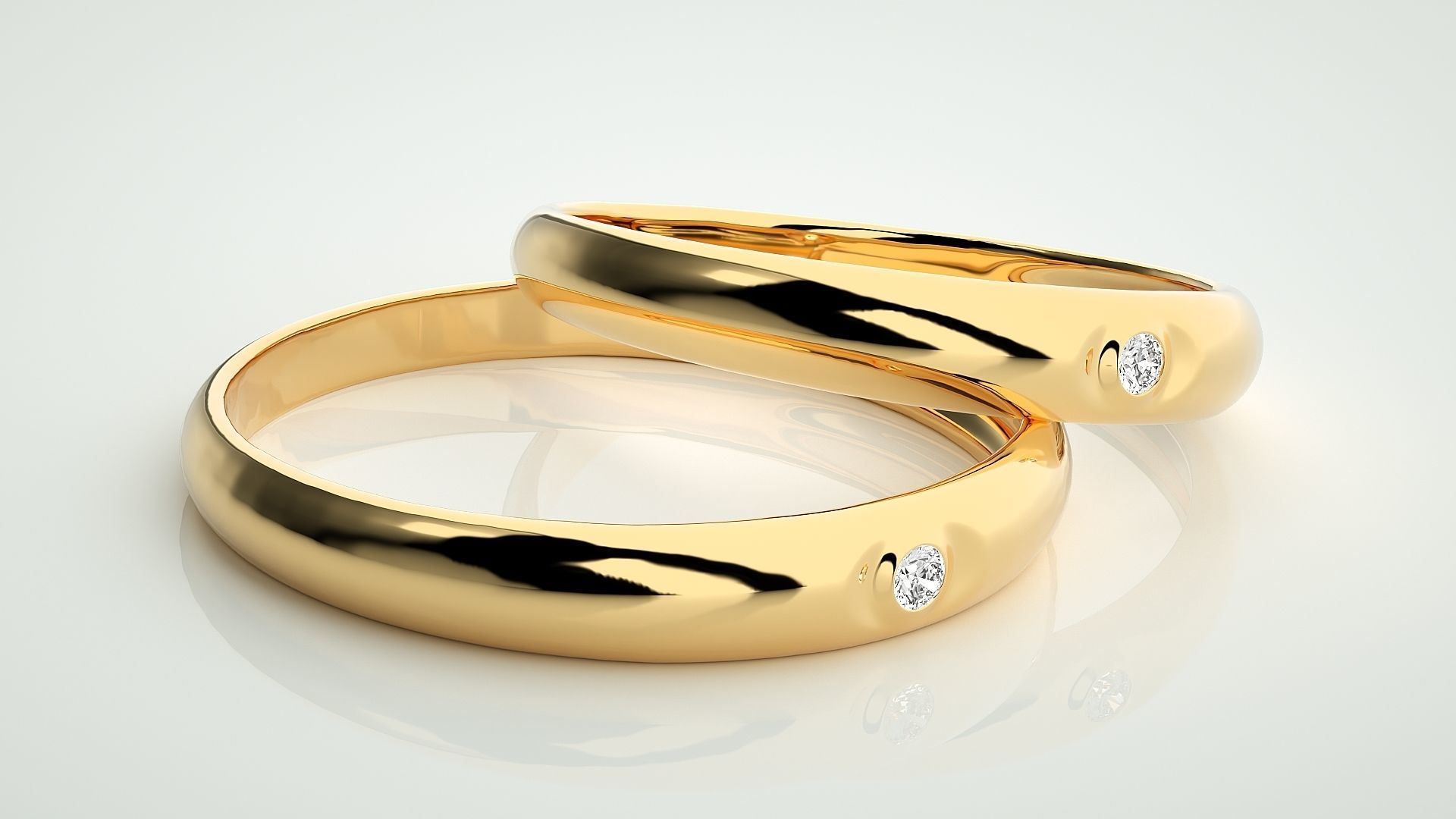Solitaire Couple Band Ring 3dm stl render detail 3D print model_10