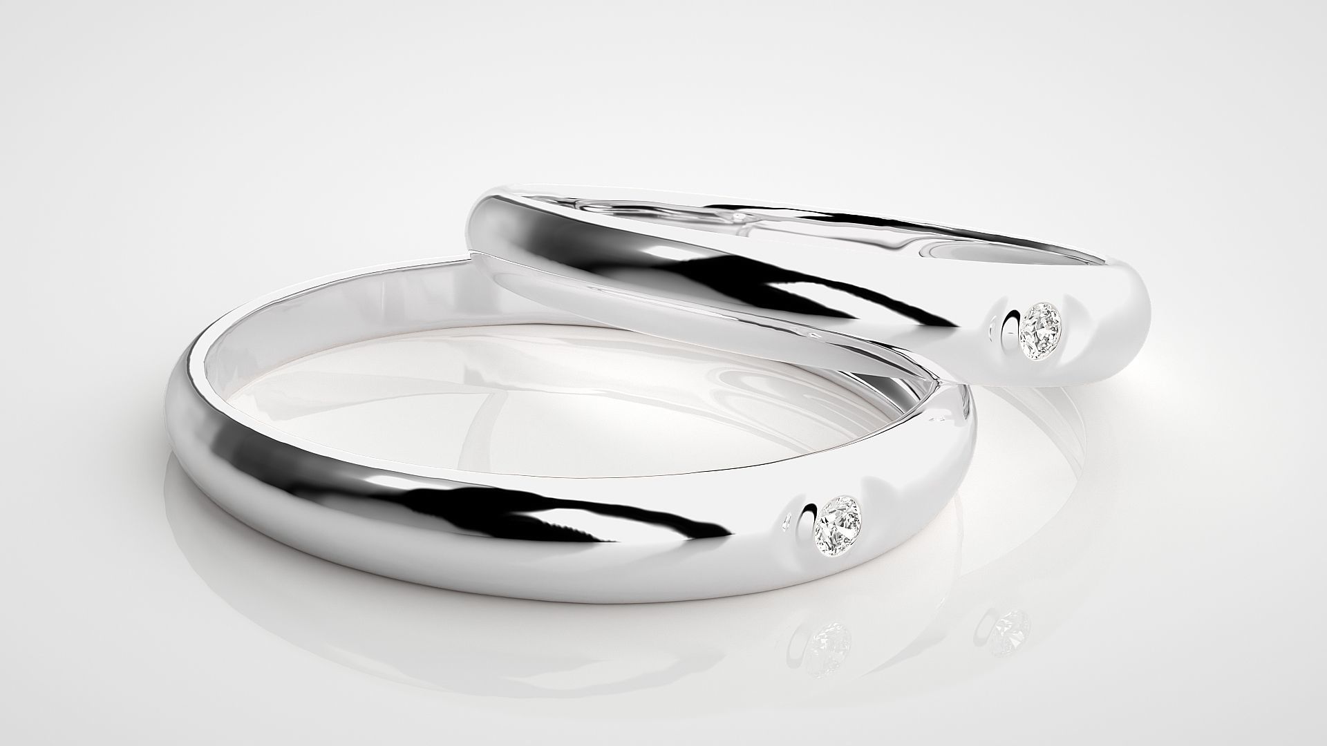Solitaire Couple Band Ring 3dm stl render detail 3D print model_6