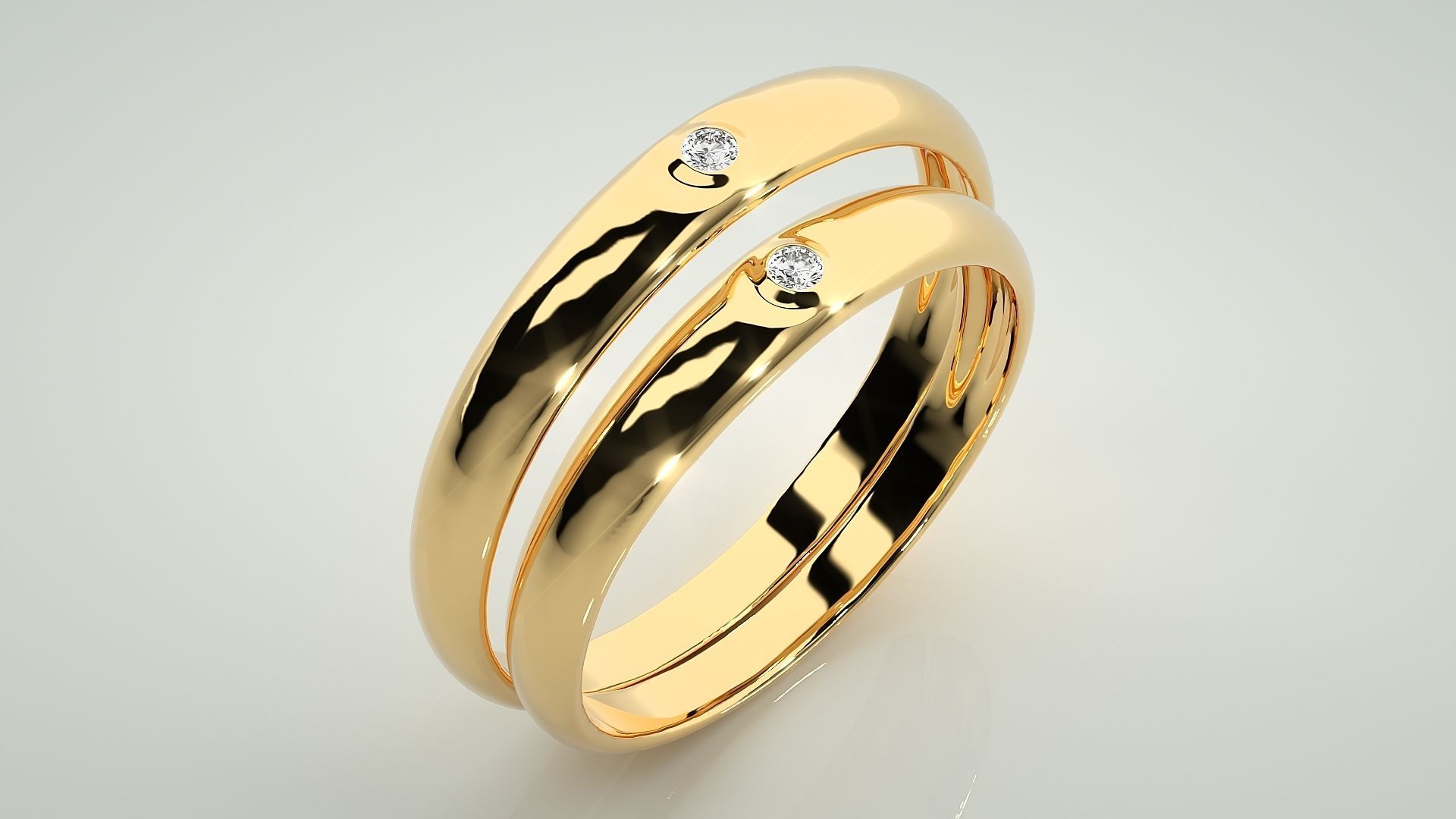 Solitaire Couple Band Ring 3dm stl render detail 3D print model_12