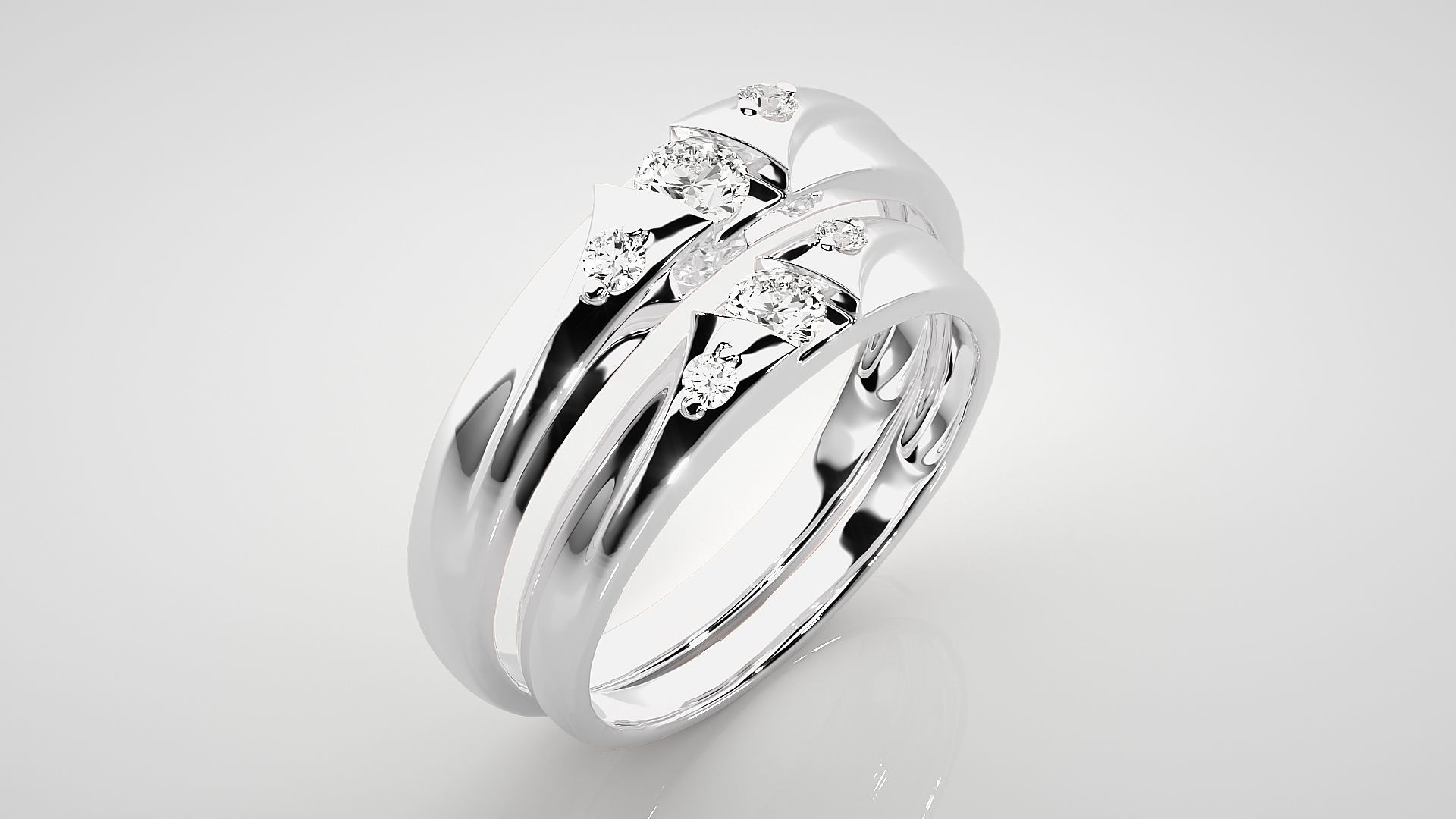 Solitaire Couple Band Ring 3dm stl render detail 3D print model_8