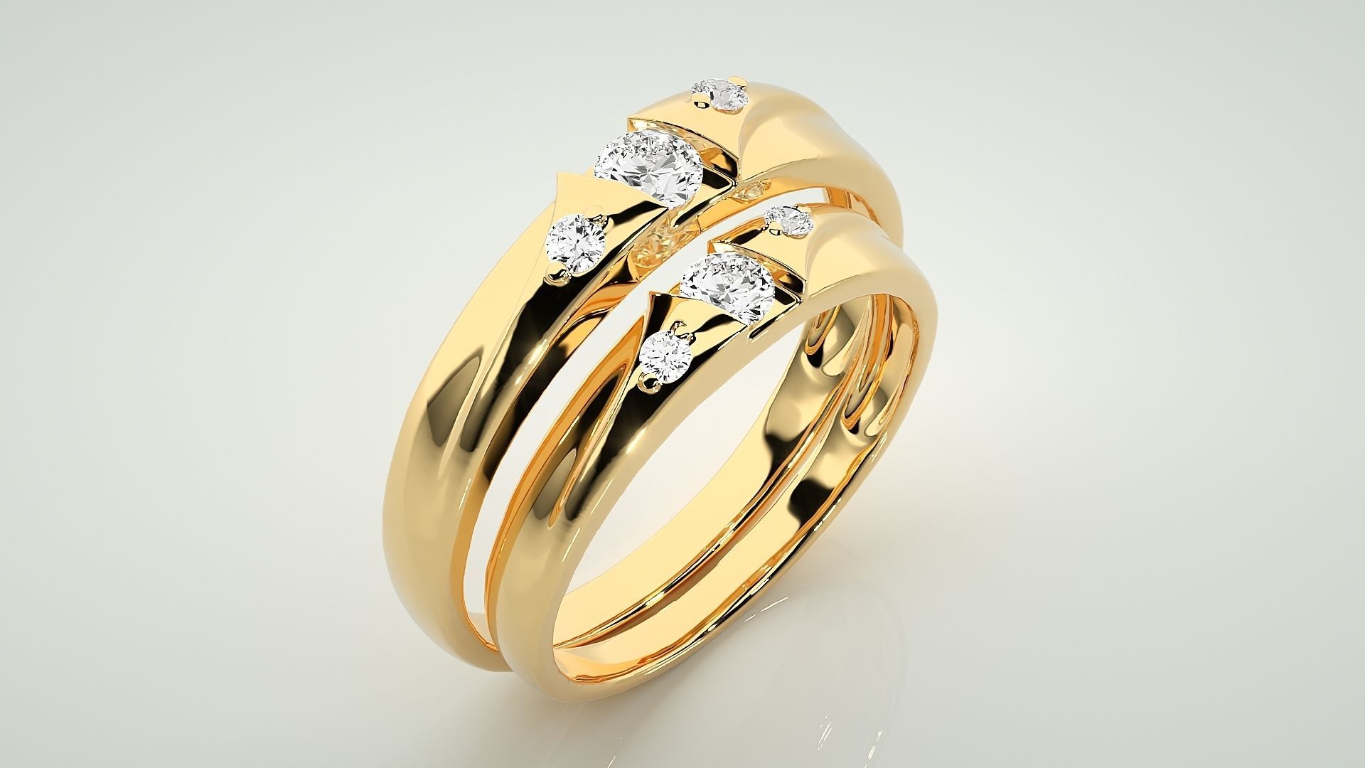 Solitaire Couple Band Ring 3dm stl render detail 3D print model_12