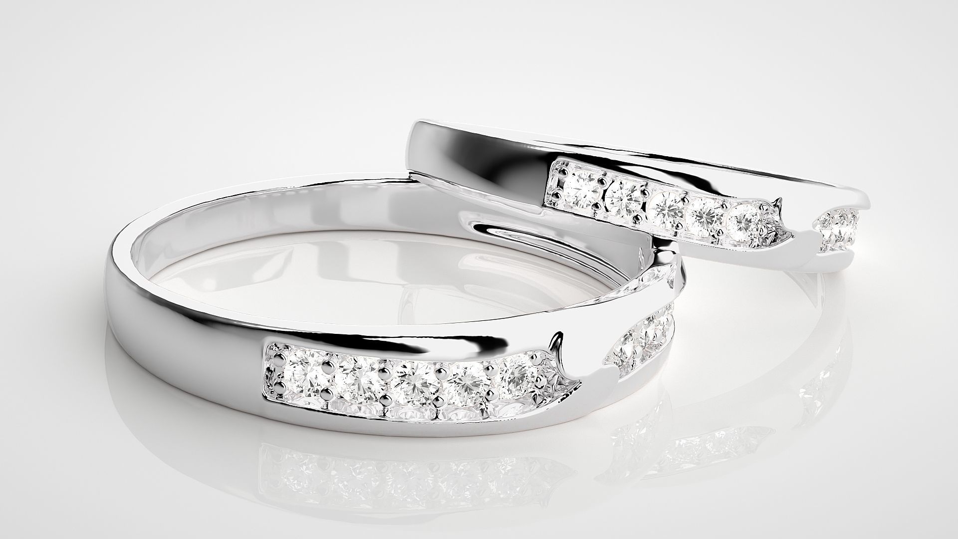 Solitaire Couple Band Ring 3dm stl render detail 3D print model_6