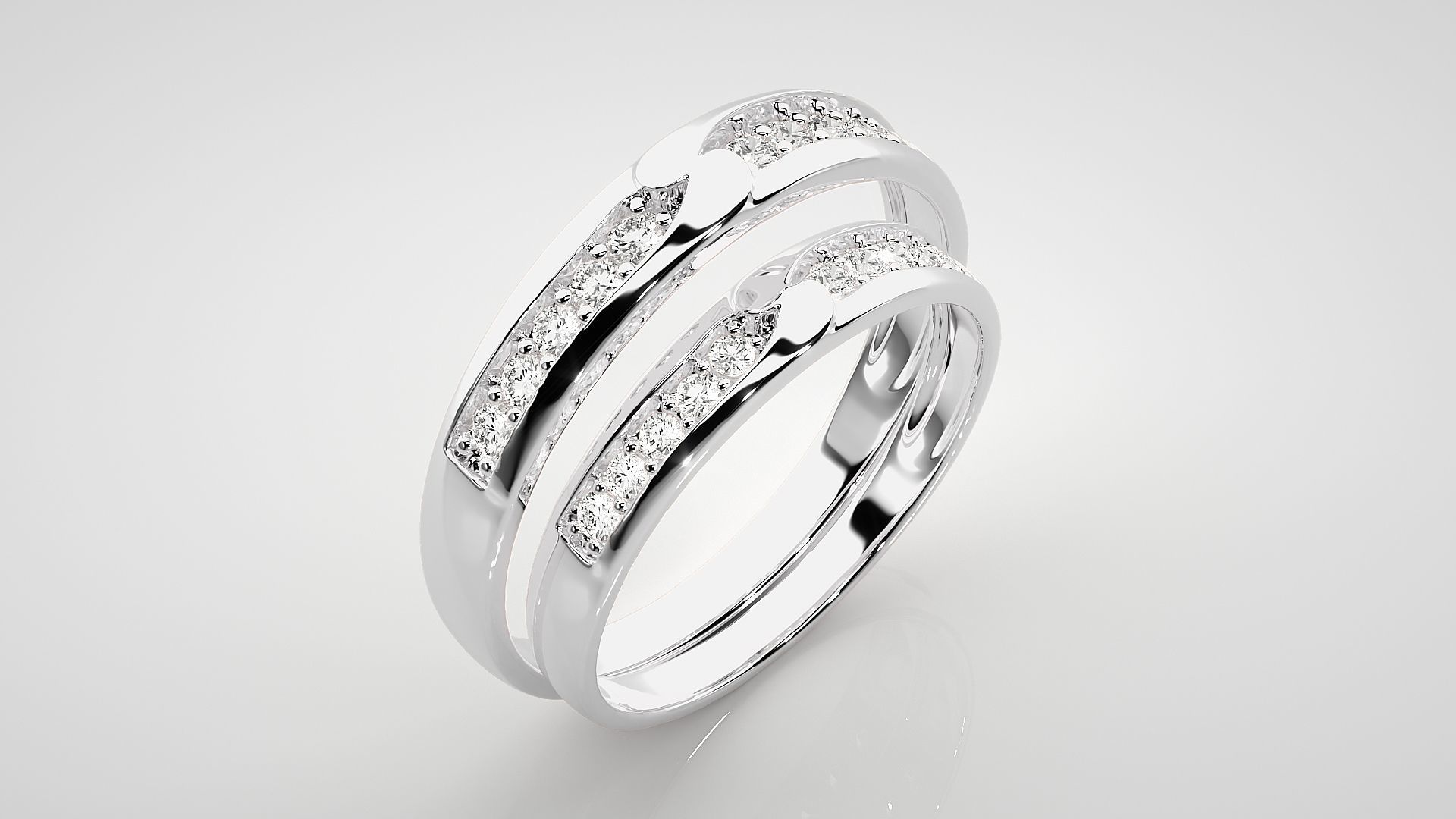 Solitaire Couple Band Ring 3dm stl render detail 3D print model_8