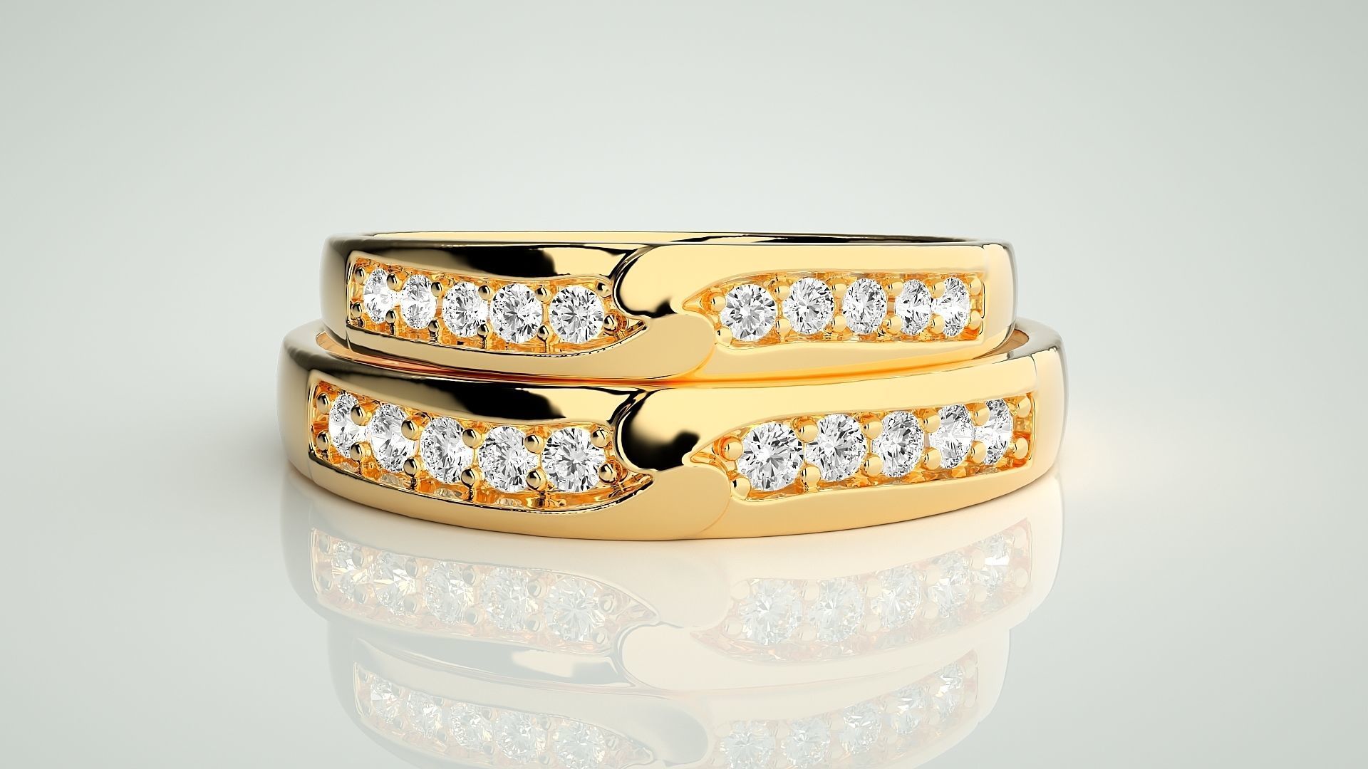 Solitaire Couple Band Ring 3dm stl render detail 3D print model_11