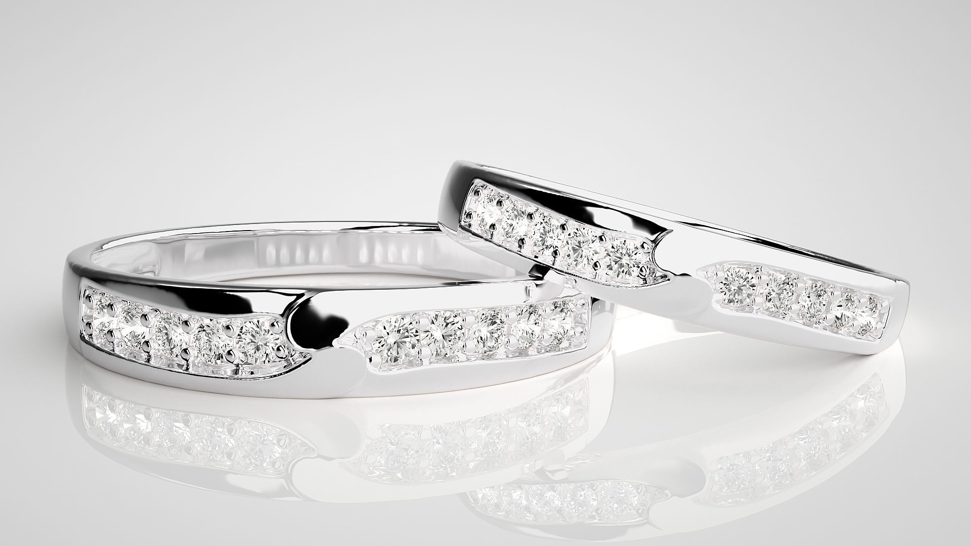 Solitaire Couple Band Ring 3dm stl render detail 3D print model_5